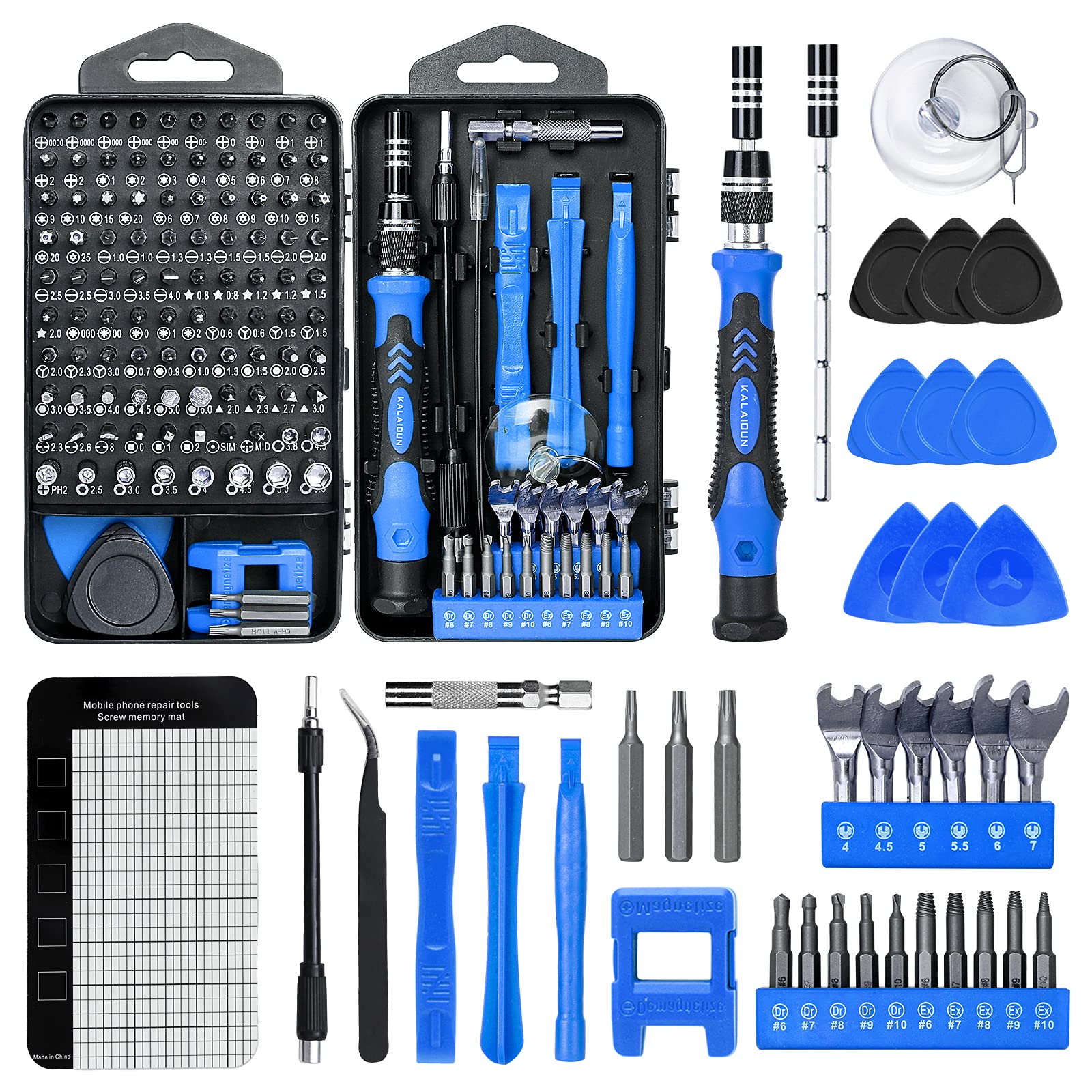 KALAIDUN 138-in-1 Precision Screwdriver Set - Professional DIY Repair Tool Kit for iPhone, iPad, Tablet, Smartwatch, Camera & Nintendo Switch - Includes Mini Wrench & Stripped Screw Remover (Blue) - Perfect for Electronics Repair, Home Maintenance & Small Device Fixes