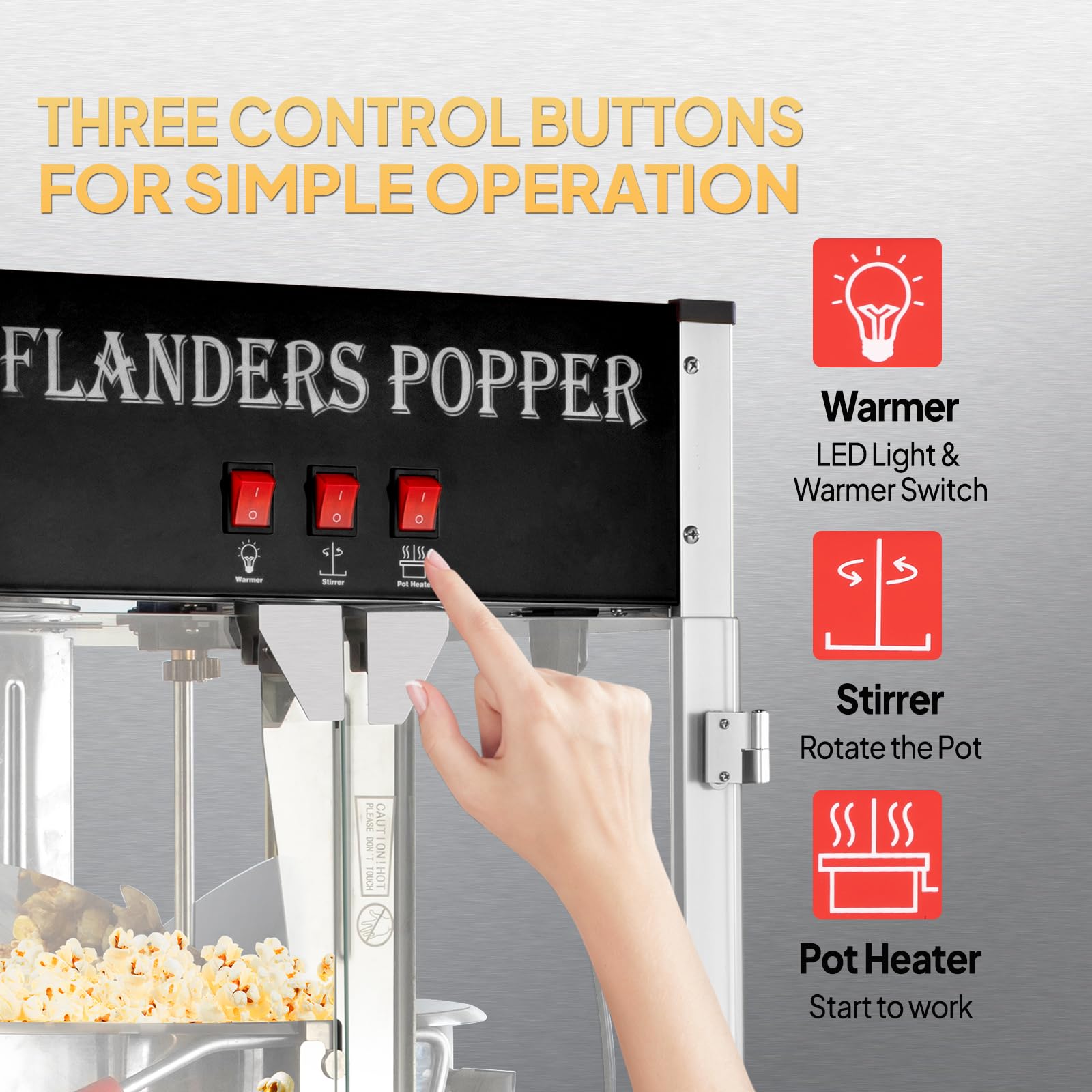 ROVSUN Commercial Popcorn Machine - 16oz Stainless Steel Kettle Countertop Popcorn Maker with Scoop, Oil Spoon & 3 Cups - Perfect for Home Theater, Parties, Carnivals & Snack Bars (Black)