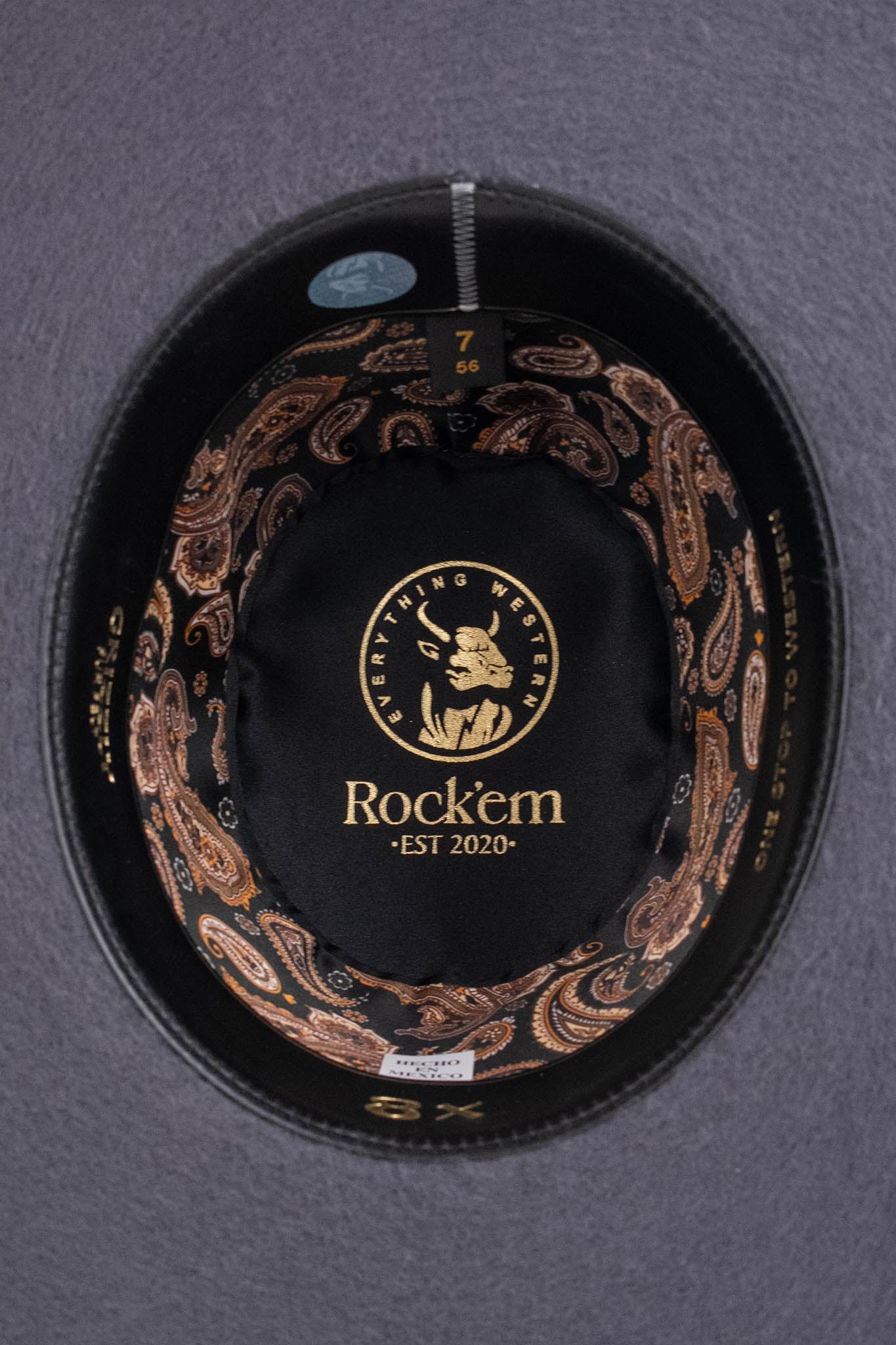 Rock'em 8X Granite Grizzly Fur Open Crown Felt Cowboy Hat for Men - Western Style Rodeo & Outdoor Riding Accessories - Perfect for Ranch Work, Country Music Festivals and Rodeo Events