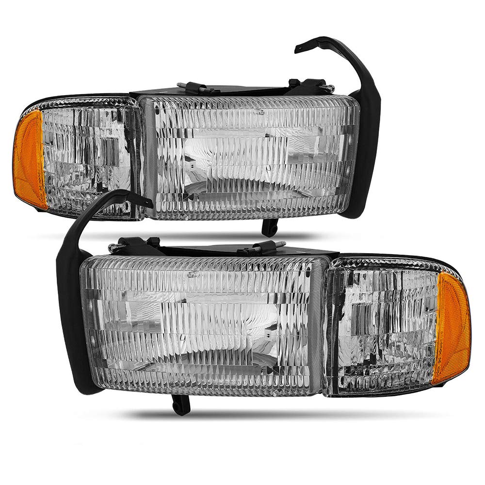 Veizn Replacement Headlights & Corner Lamps for 1994-2002 Dodge Ram Pickup Trucks - High Performance LED Headlamps for Improved Night Driving Safety
