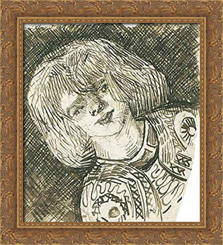 Vincent van Gogh 'Head of a Girl' 20x22 Inch Gold Ornate Wood Framed Canvas Art - Perfect for Living Room, Bedroom & Office Wall Decor