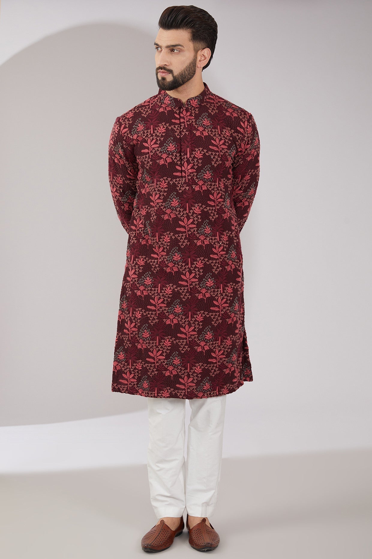 Elegant Maroon Embroidered Kurta for Women | Traditional Indian Tunic Top | Perfect for Festivals, Weddings & Casual Wear