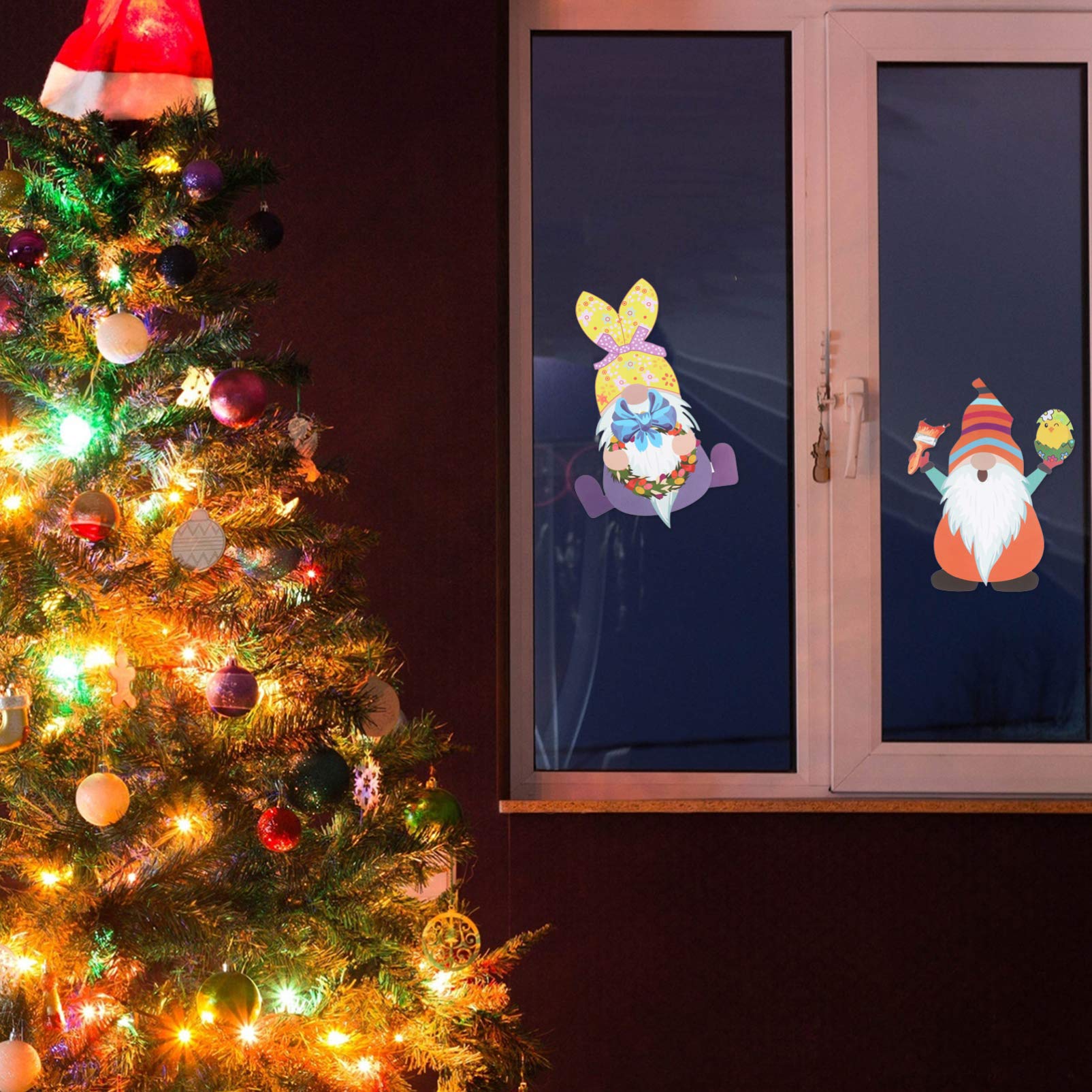 PRETYZOOM 9-Piece Easter Window Stickers Set - Cute Cartoon Bunny Wall Decals for Kids DIY Home Decor, Static Cling PVC Easter Theme Stickers for Windows, Doors, Glass - Perfect for Easter Festival, Spring Decorations & Classroom Activities