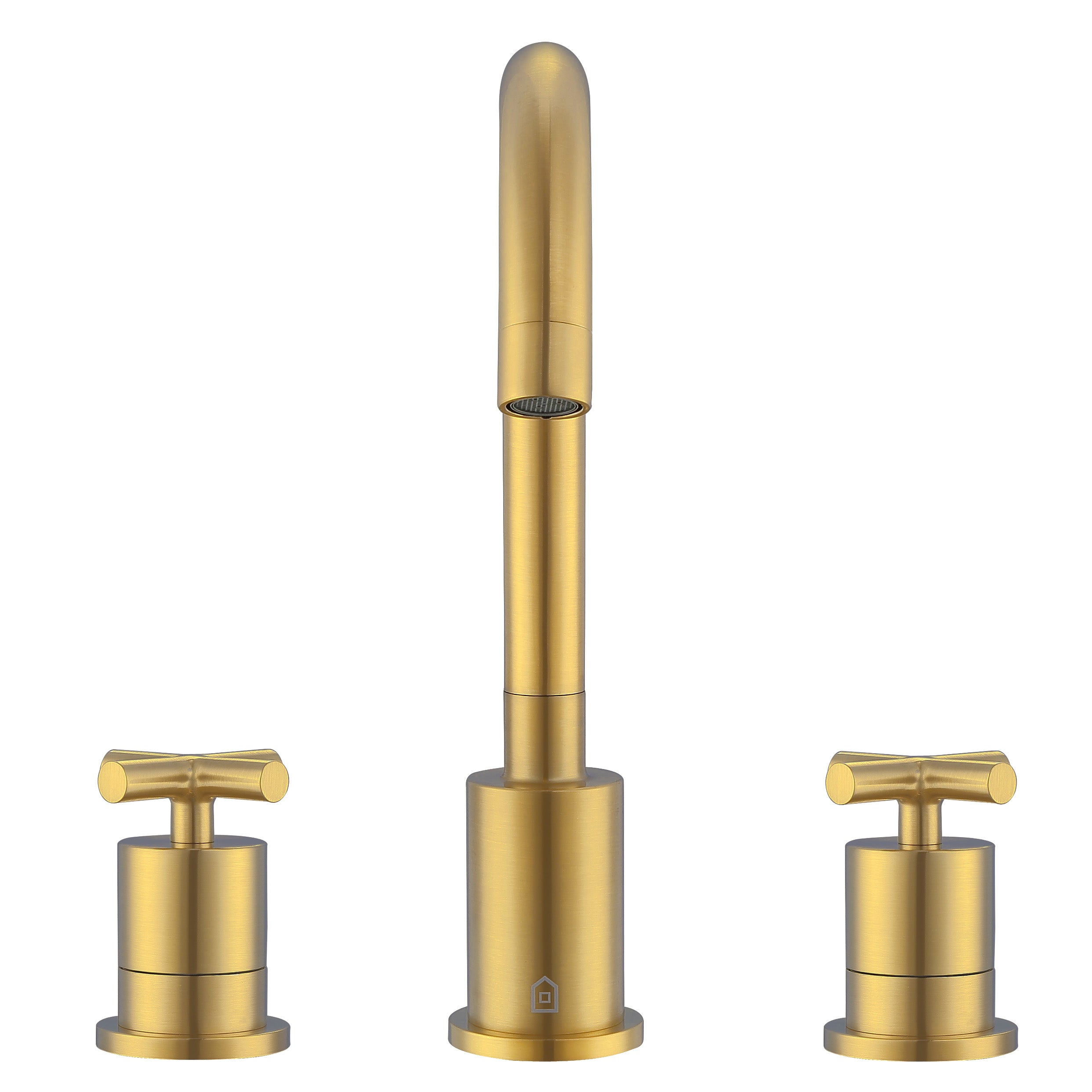 Ancona Ava Series Widespread Cross Handle Bathroom Faucet in Brushed Titanium Gold - Modern Bathroom Sink Faucet for Vanity, Powder Room & Guest Bath Installation