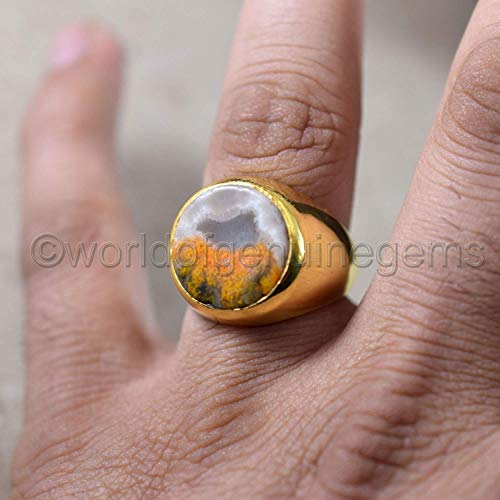 Bumble Bee Ring for Women – 925 Sterling Silver Yellow Gold Plated Unique Engagement Ring with Gemstone | Elegant Wedding & Anniversary Gift | Perfect for Nature Lovers, Boho Style & Special Occasions