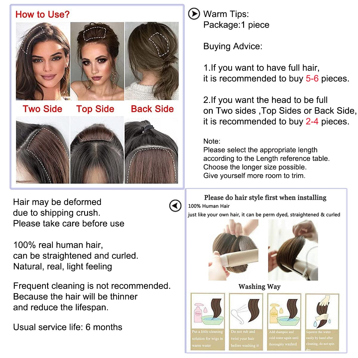 Silky Straight Human Hair Clip-In Extensions for Women - 12Inch #1B Natural Black - Add Volume & Length for Short/Thinning Hair - Perfect for Daily Wear, Parties & Special Occasions