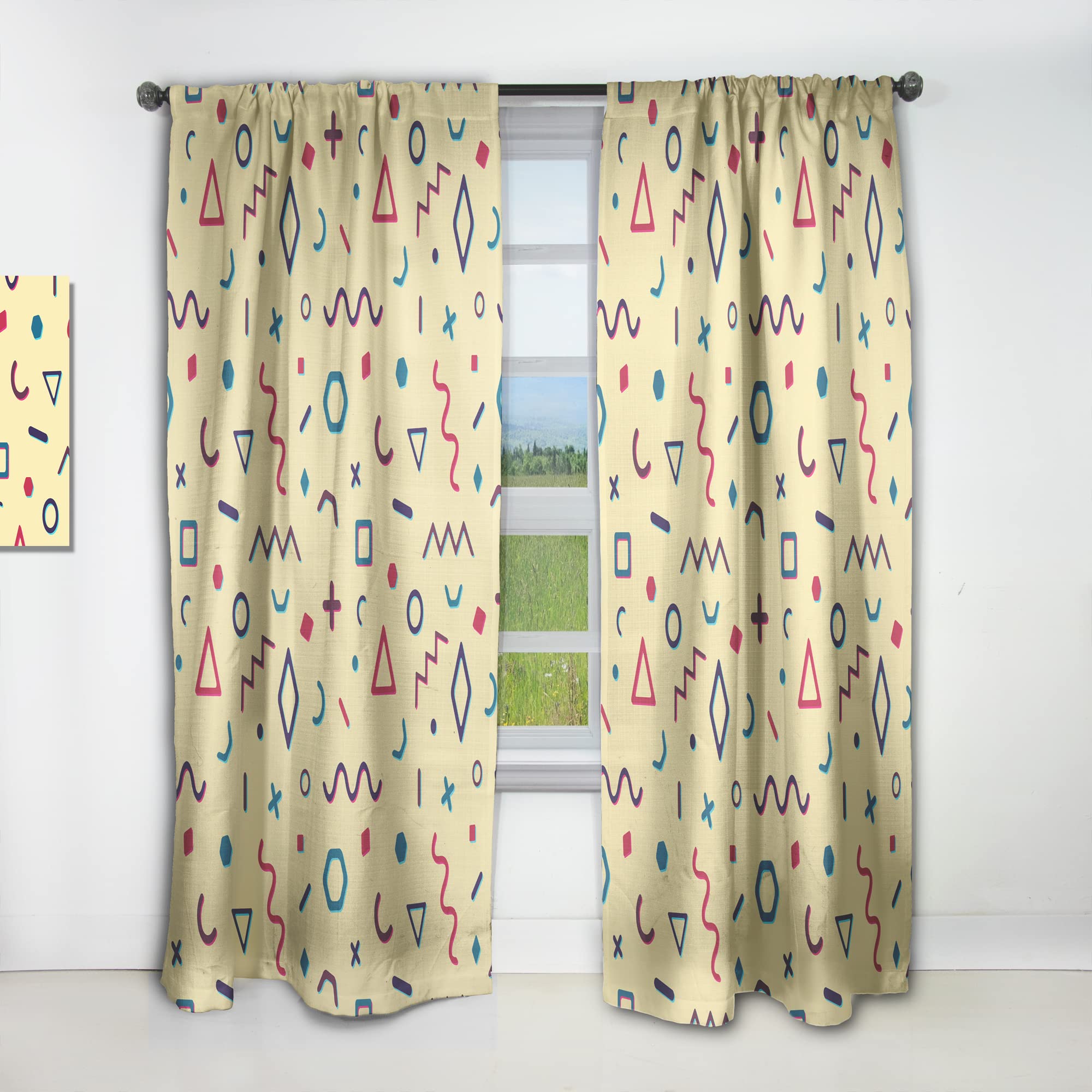 DesignQ Retro Abstract Pattern Thermal Insulated Curtains - Single Panel 52x90 Inches - Blackout Drapes for Bedroom & Living Room (Perfect for Home Decor, Privacy & Energy Efficiency)