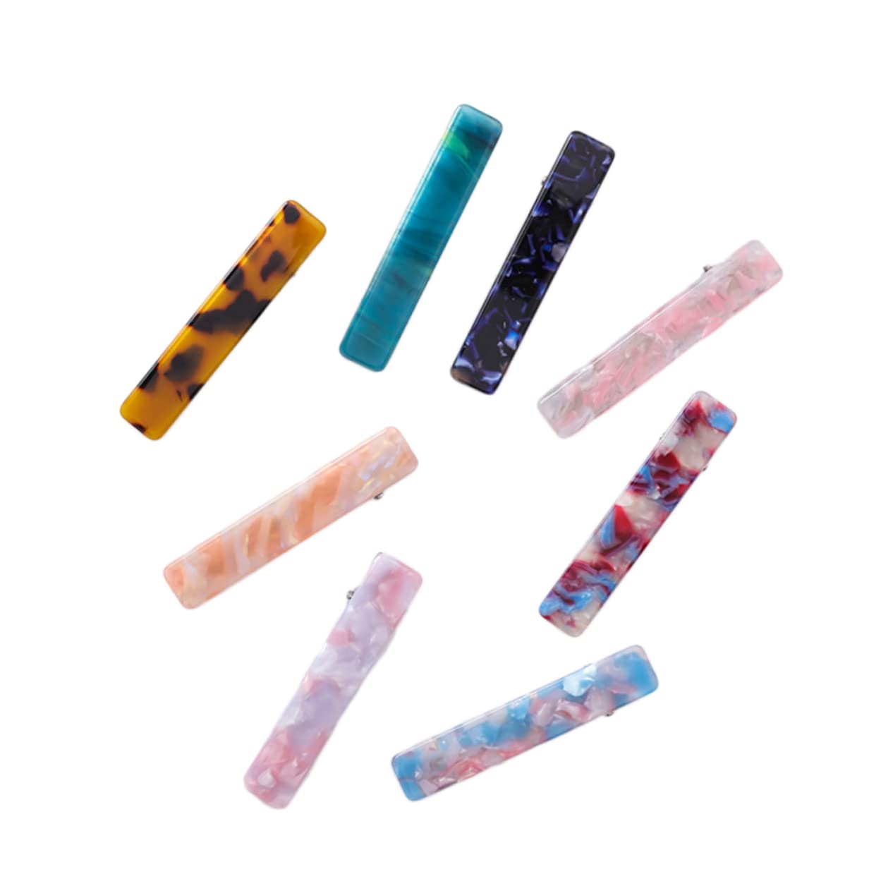 Beavorty 8 Pcs Marble Hair Clips for Women & Girls - Elegant Duckbill Barrettes Hairpin Set - Acetate Hair Accessories for School, Work, Wedding & Daily Styling