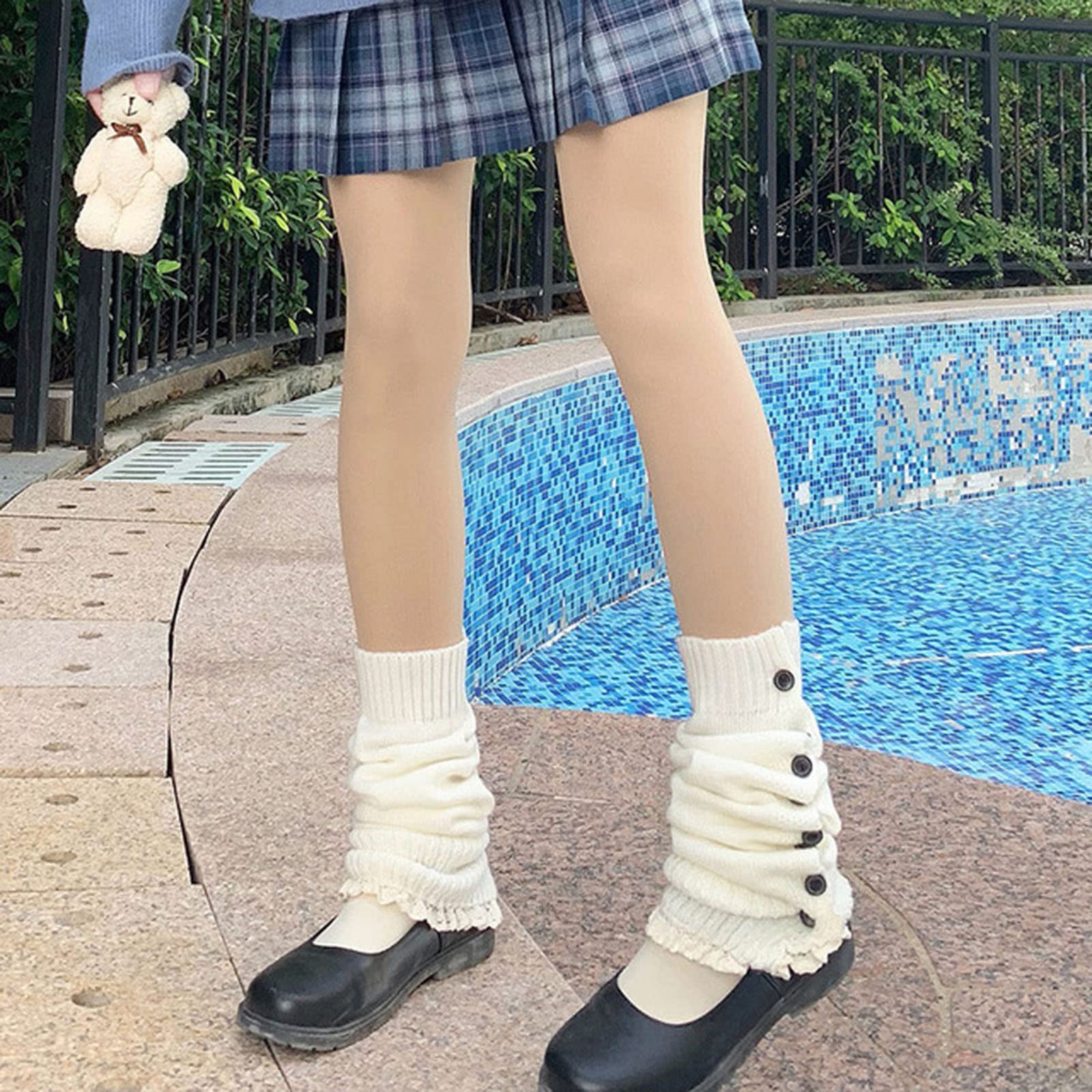 Japanese Style Kawaii Crochet Wool Leg Warmers for Women & Girls - Soft Loose Knit Knee High Boot Stockings - Perfect for Winter Fashion, Cosplay & Anime Outfits