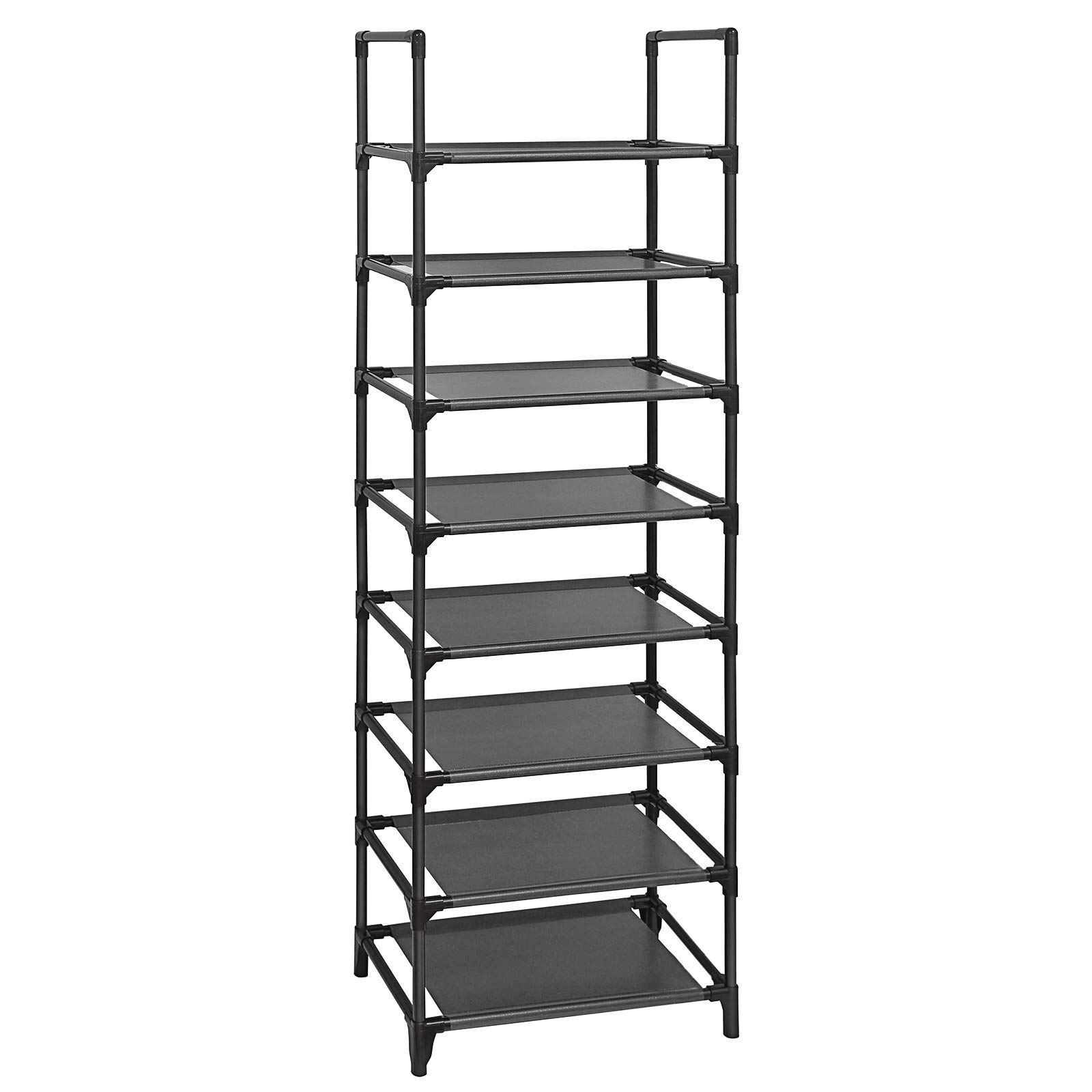 SONGMICS 8-Tier Shoe Rack Organizer - Holds 16-20 Pairs of Shoes, Space Saving Shoe Shelf Tower for Closet & Entryway, Sturdy Black Shoe Storage (ULSR24BK) - Perfect for Small Spaces & Apartment Organization