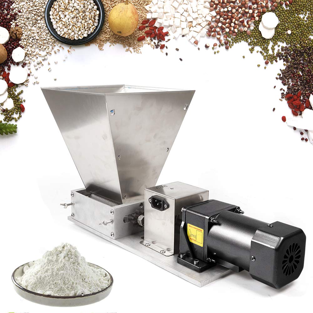 Electric Grain Mill for Home Brewing - Stainless Steel Barley Grinder, Malt Crusher & Roller Mill for Cereal, Beans - 110V 40W with 4pc Hopper (US Stock) | Perfect for Home Brewing, Baking & Healthy Cooking