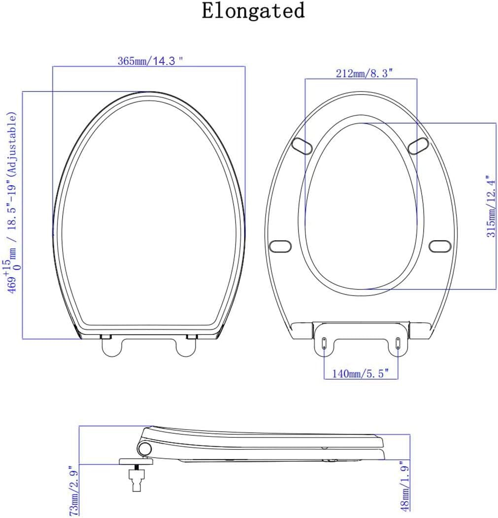 Premium Round Toilet Seat with Cover - Quiet Close, Quick Release & Easy Installation | Non-Slip Seat Bumpers, Slow Close Design for Easy Cleaning (White) | Ideal for Bathroom Upgrade & Home Renovation