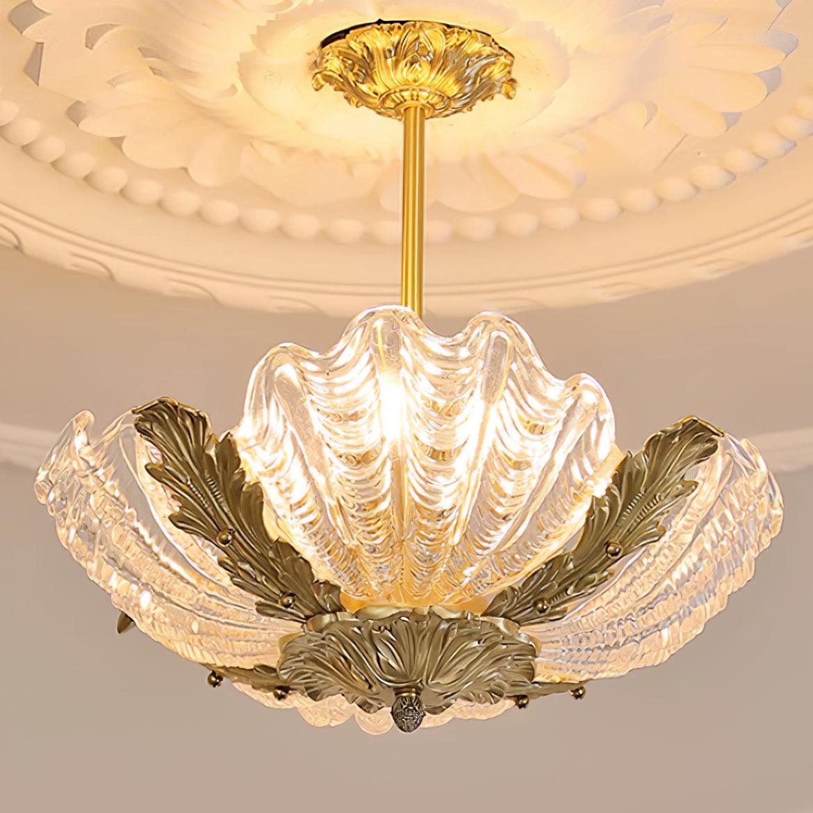 Handmade Murano Glass Shell Pendant Light - Elegant Ceiling Lamp for Dining Room, Kitchen, or Bedroom Lighting