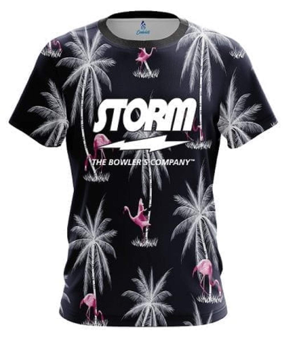 CoolWick Storm Flamingo Palms Bowling Jersey - Moisture-Wicking Performance Shirt for Men & Women - Perfect for Bowling, Casual Wear & Outdoor Activities