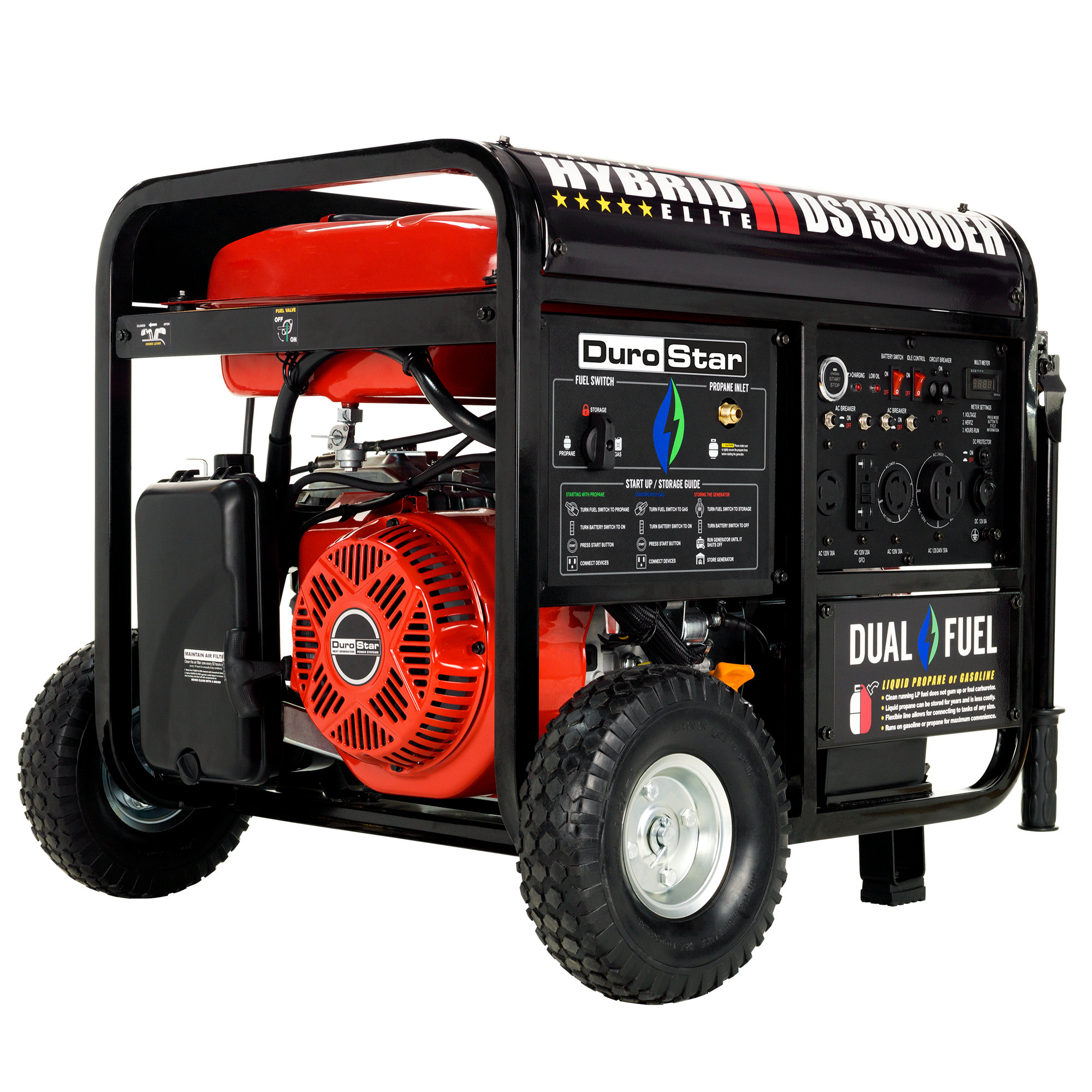 13,000W Dual Fuel Portable Generator - Gas & Propane Powered - Reliable Backup Power for Home, Camping & Emergency Use