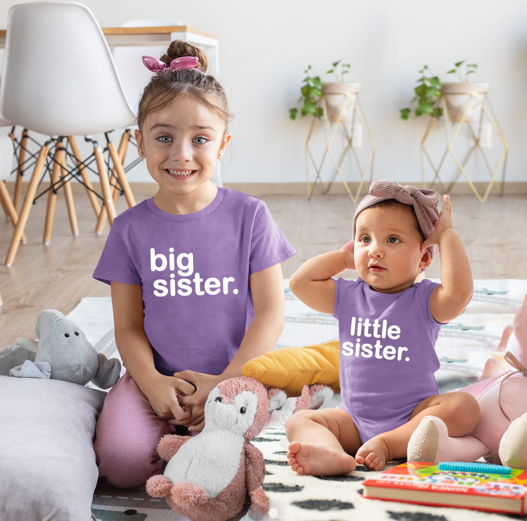 Big Sister Little Sister Matching Outfits - Cute Toddler & Newborn Girl Shirts Set for Sibling Photos, Family Events & Special Occasions