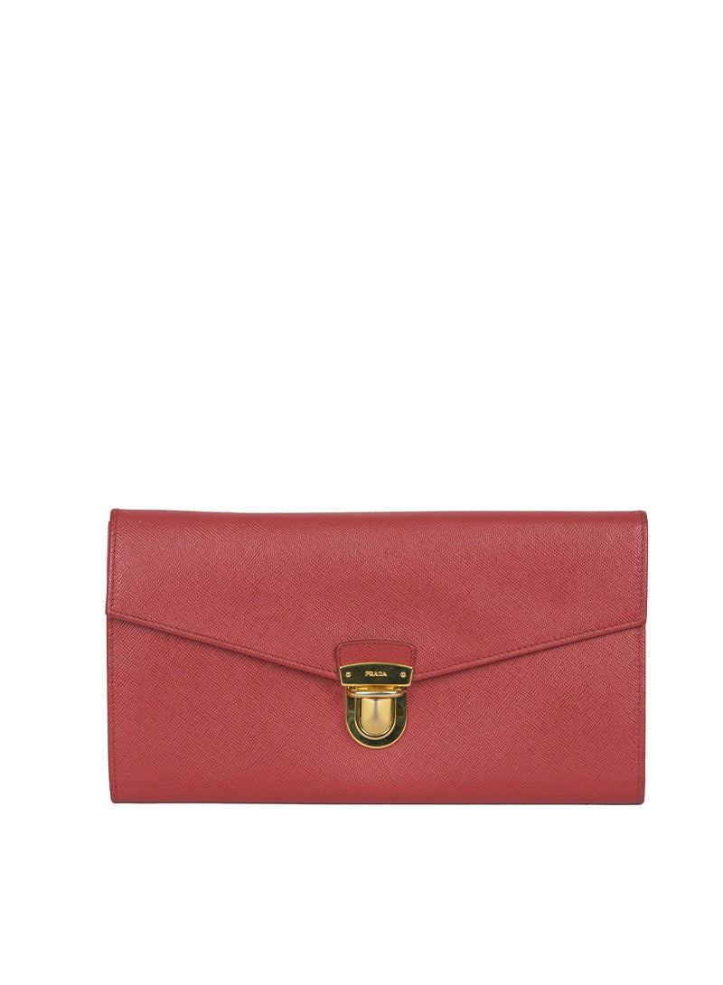 Prada Saffiano Leather Pochette Handbag in Red - Elegant Clutch for Women, Perfect for Parties, Weddings & Evening Events