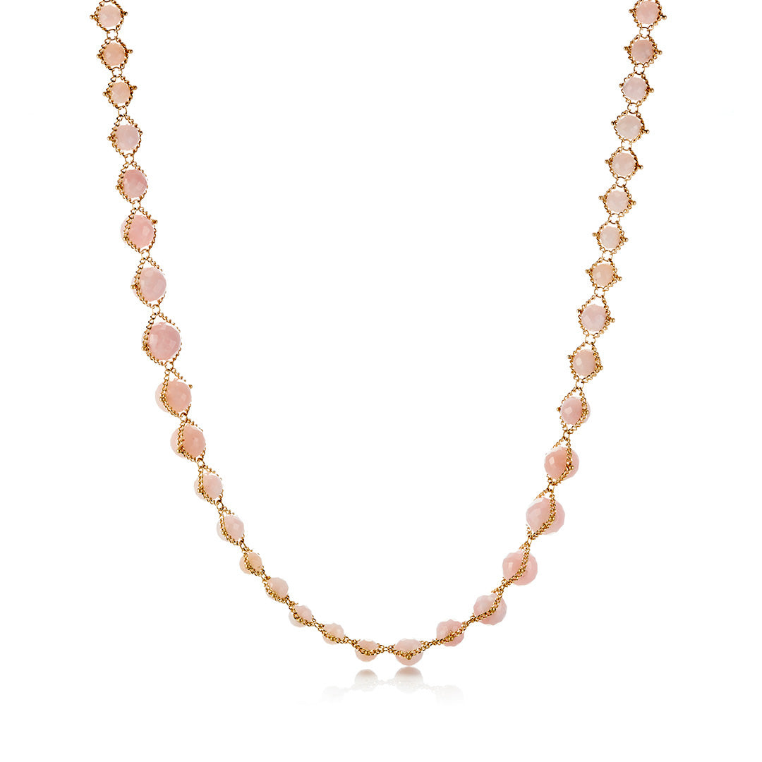 Pink Opal Woven Necklace for Women - Handmade Bohemian Gemstone Jewelry - Perfect for Casual Wear, Parties & Gift Giving