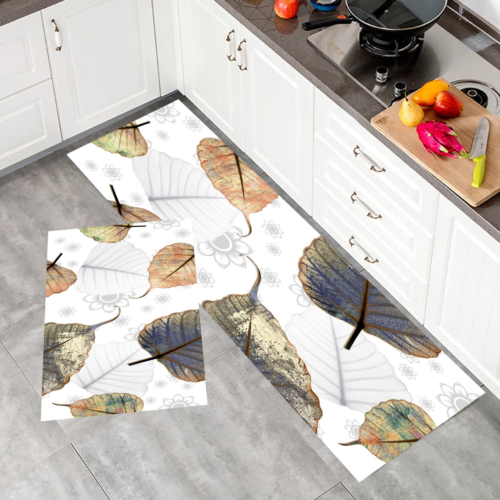 Non-Slip Kitchen Floor Mat - 16x24 Inch Geometric Abstract Flower Design Anti-Fatigue Rug for Kitchen, Office & Sink - Waterproof, Comfortable Standing Mat for Cooking, Dishwashing & Work Areas
