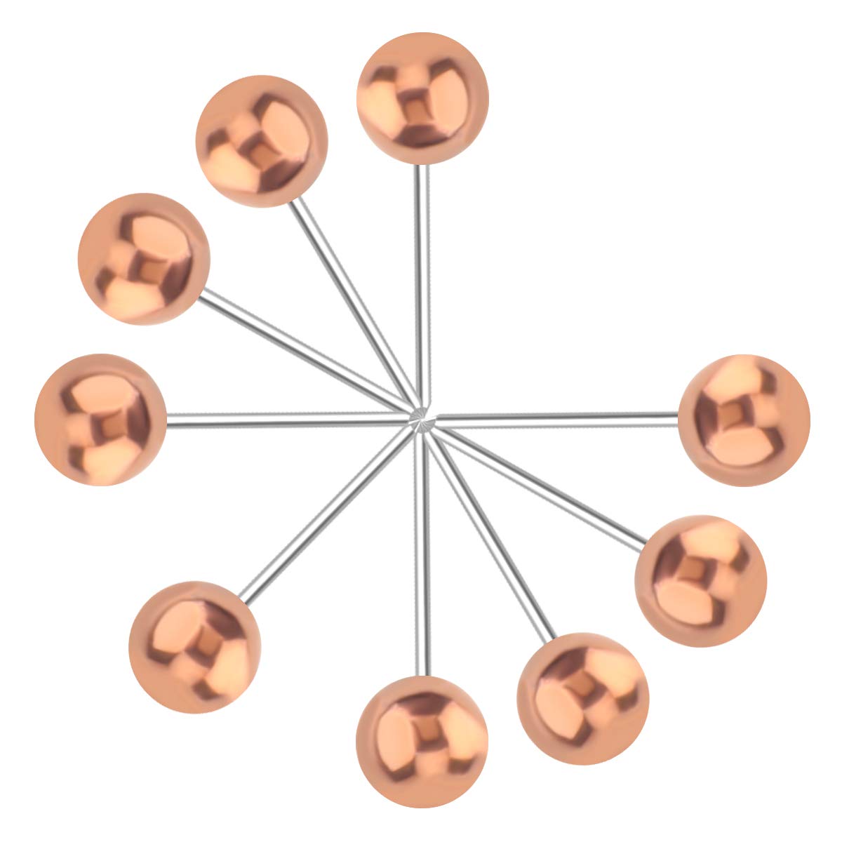 Yalis 200-Count Rose Gold Push Pins - 1/8-Inch Retro Metallic Map Tacks with Beaded Heads for Bulletin Boards, Office Maps & DIY Crafts