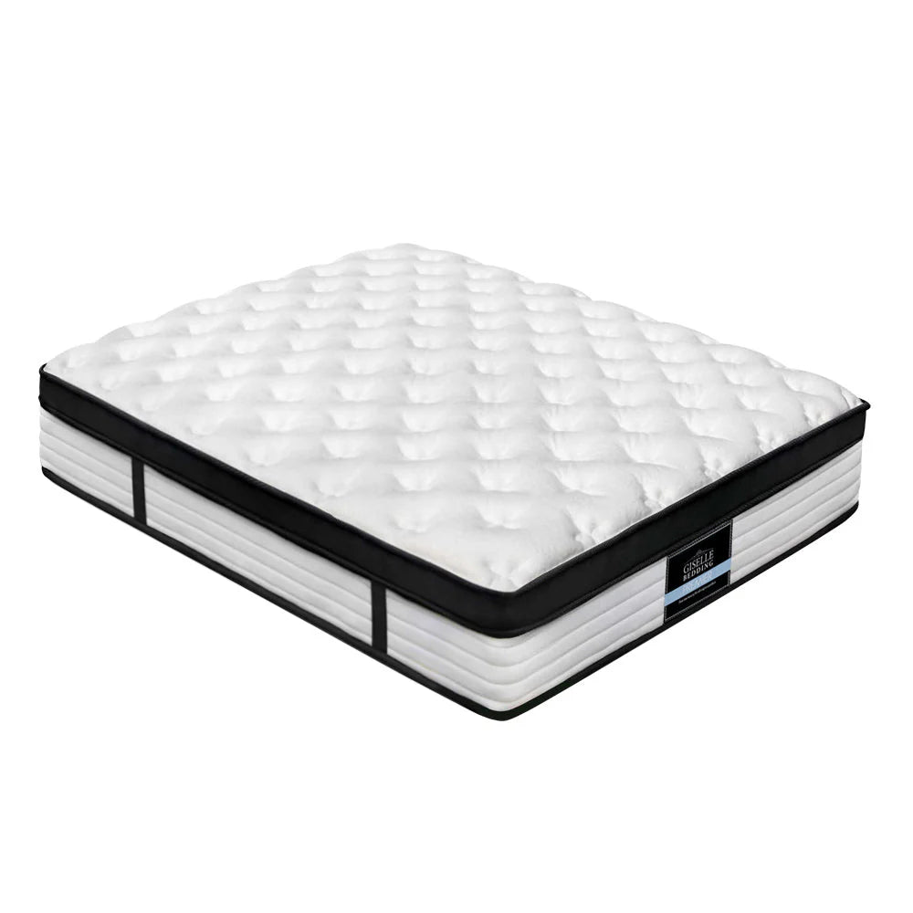 Dunelight LED Bed Frame with Devon Euro Top Medium Firm Mattress - Double Package, Black | Perfect for Modern Bedrooms & Guest Rooms