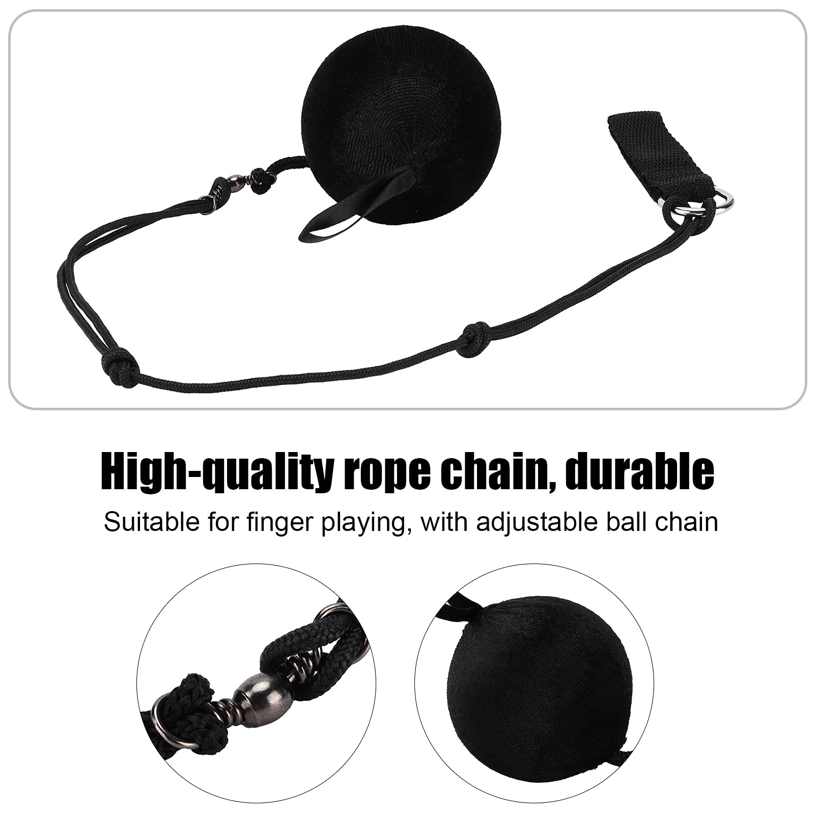 Yuecoom Adjustable Black Poi Chain Balls for Polynesian Dance Training & Performance - Soft Dance Balls for Fire Spinning, Flow Arts, and Hula Hoop Practice