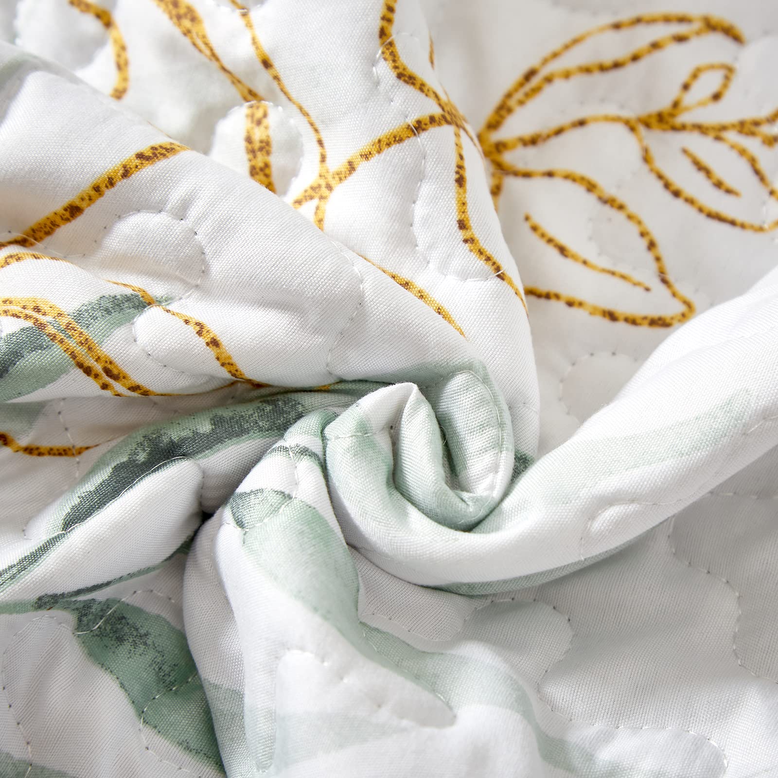 Green Botanical Queen Size Quilt Set - 3 Piece Reversible Soft All-Season Bedspread (96