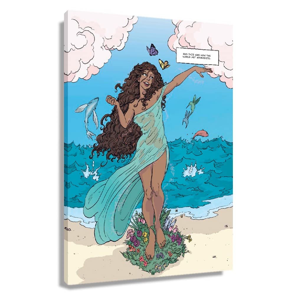 Greek Mythology Goddess Aphrodite Wall Art - 24x36 Inch Framed Canvas Print, Nursery Decor, Living Room Painting, Bedroom Poster - Perfect for Home, Office & Gift Giving