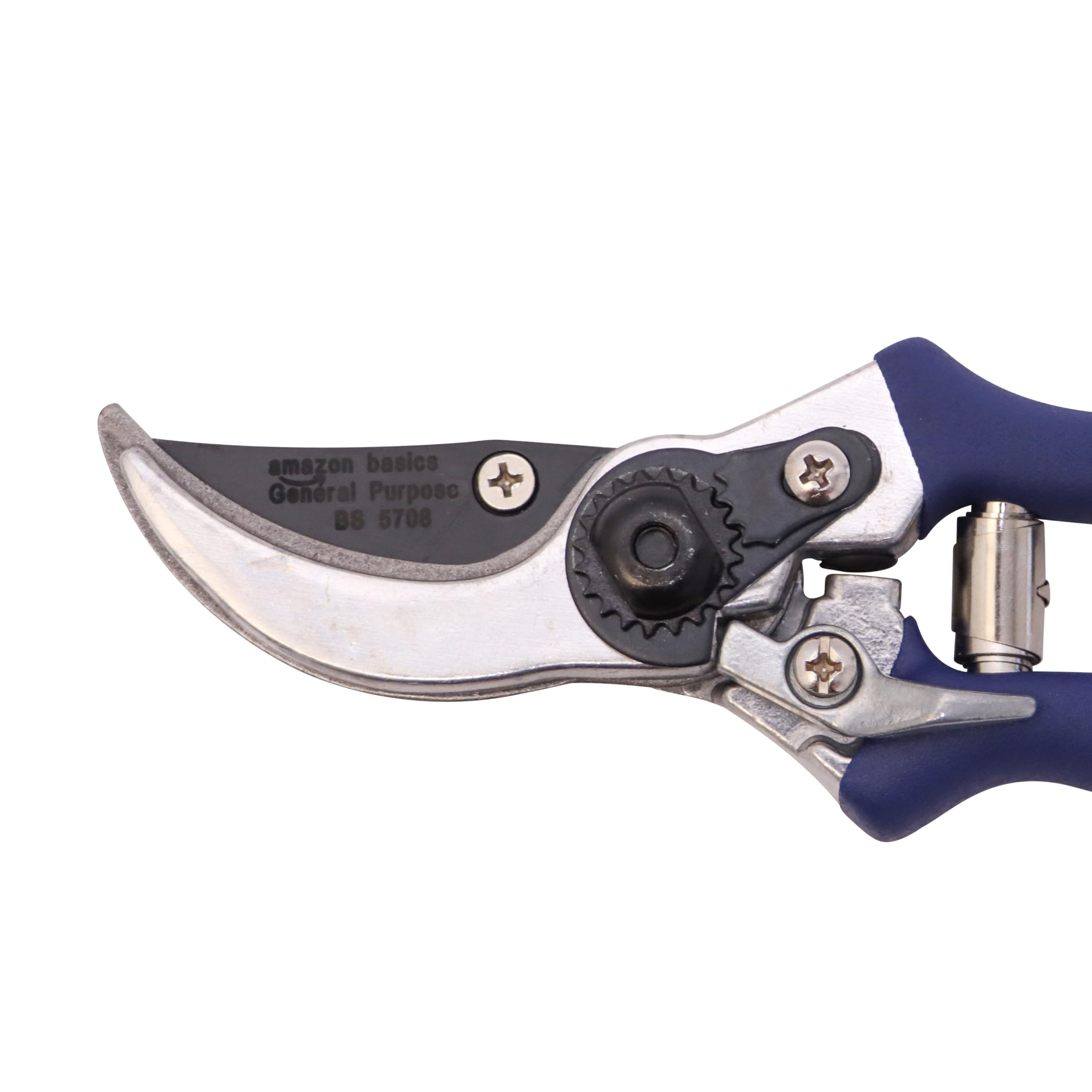 Amazon Basics Pruning Shears, Blue - Sharp Garden Scissors for Trimming Plants, Flowers, and Shrubs - Ideal for Home Gardening, Landscaping, and DIY Projects