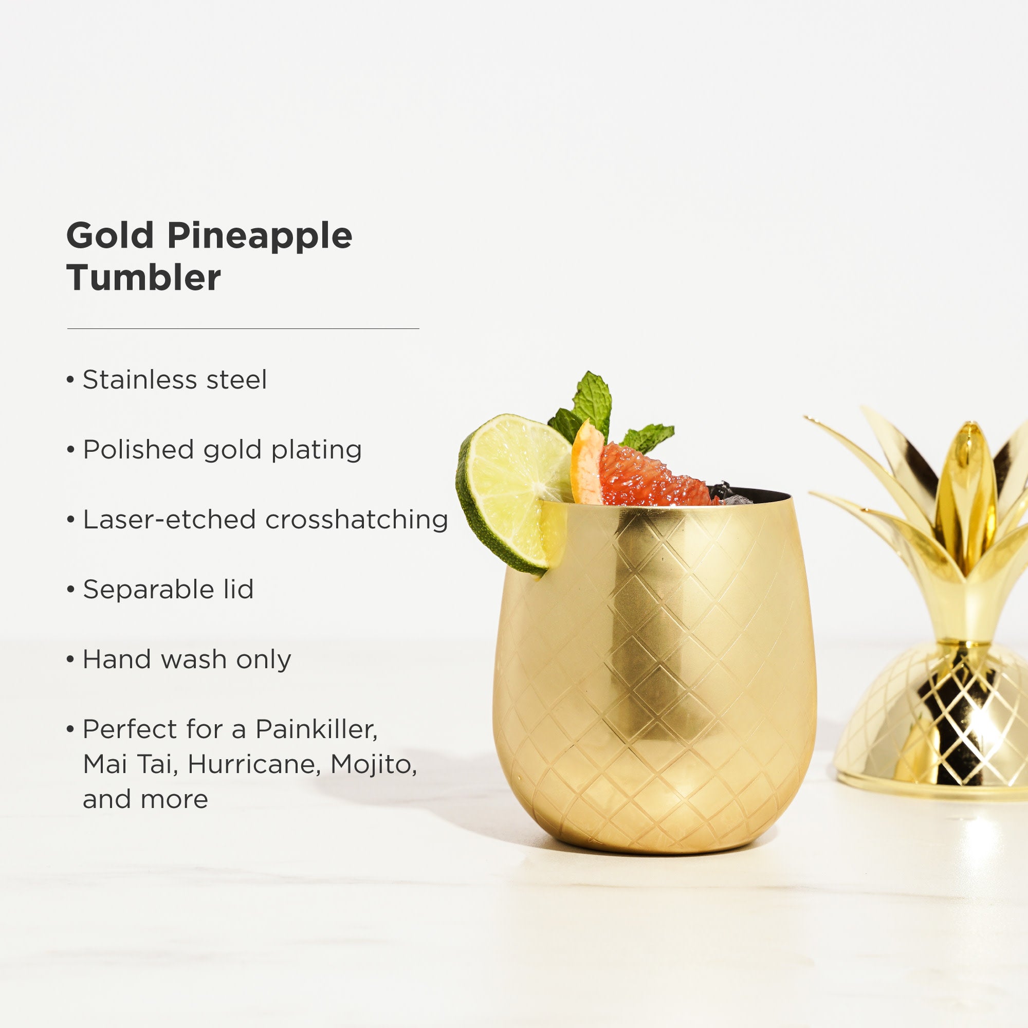 Premium Gold Pineapple Tumbler - Insulated Stainless Steel Water Bottle with Lid & Straw - Perfect for Beach, Pool, Gym & Outdoor Activities