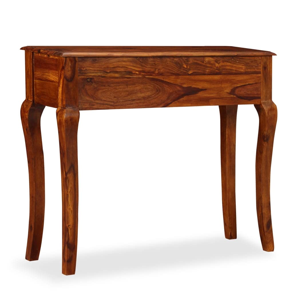 Solid Sheesham Wood Console Table with 2 Drawers - 35.4