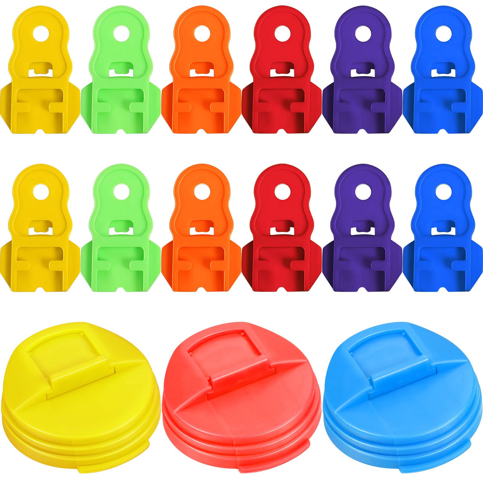 **12-Pack Leakproof Plastic Can Covers & 3-Piece Manual Can Opener Set - Reusable Soda, Beer, Pop Drink Lids & Easy Tab Openers for Parties, Picnics, and Outdoor Events**