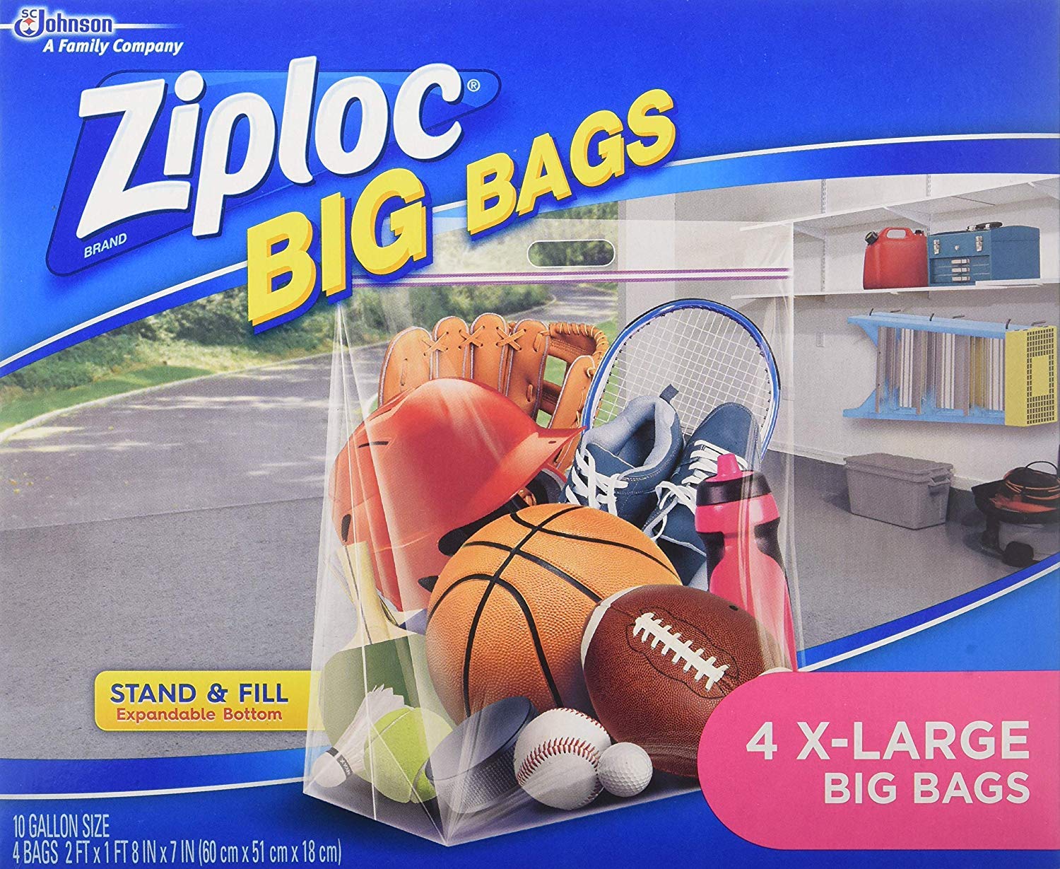 Ziploc Big Bag XL (4 Bags) - Extra Large Storage Bags for Food, Clothes & Travel - Airtight, Durable & Reusable - Perfect for Freezing, Organizing & Packing