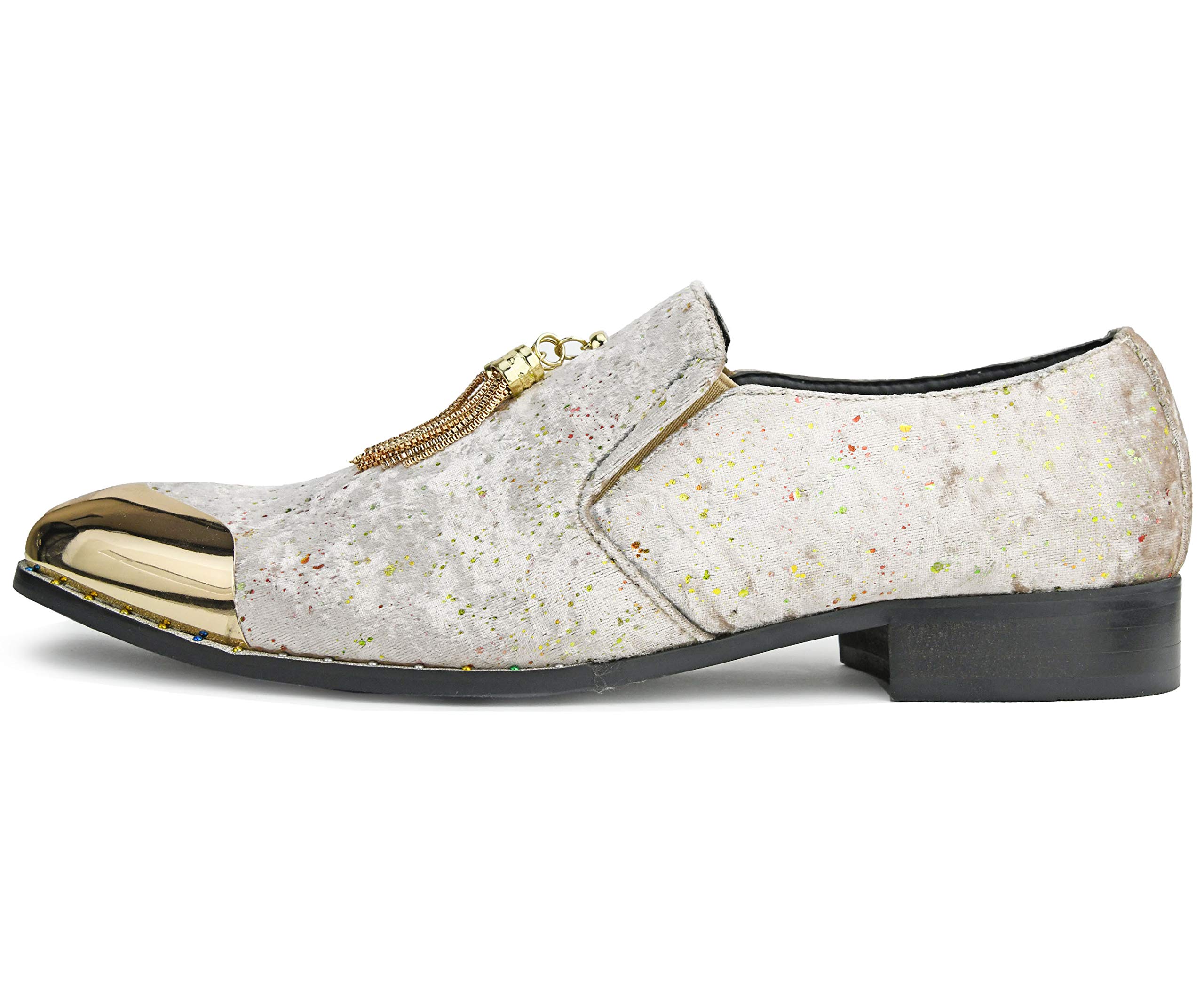 Premium Men's Velvet Loafers with Gold Chain Tassel & Metal Tip - Formal Dress Shoes for Weddings & Parties - Comfortable Slip-On Slippers for Casual Wear - Ideal Gift for Men
