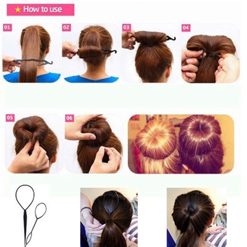 5-Piece Hair Bun Maker Set - Magic Pull Hair Hook, Needle Stick & Fishtail Coil Comb for Women | Easy Hairstyling Accessories for Ponytails, Buns & Braids (Perfect for Home, Salon & Travel)