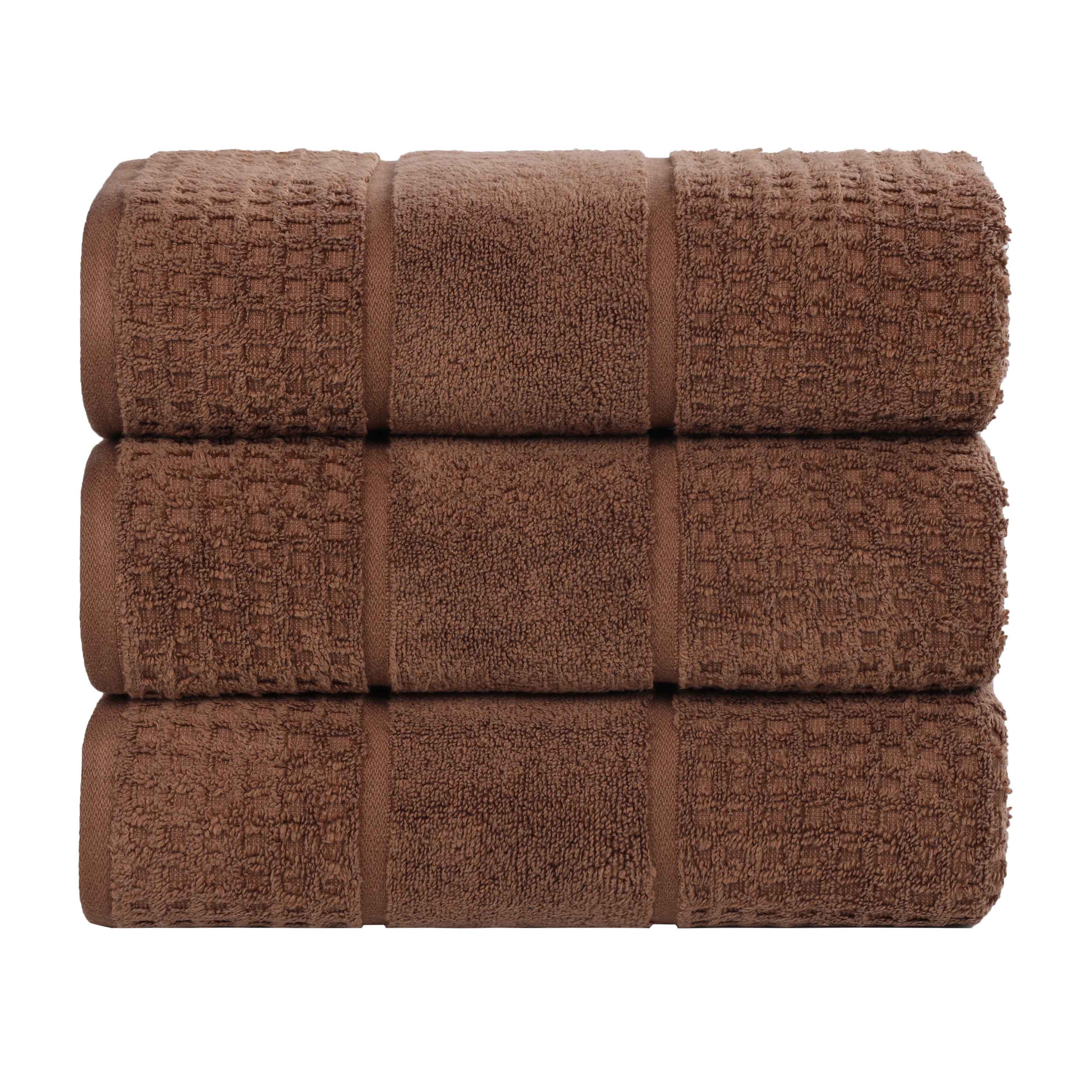 Premium Zero Twist Cotton Waffle Bath Towels - Ultra Soft & Absorbent Honeycomb Weave - Set of 3 for Spa, Bathroom & Beach Use