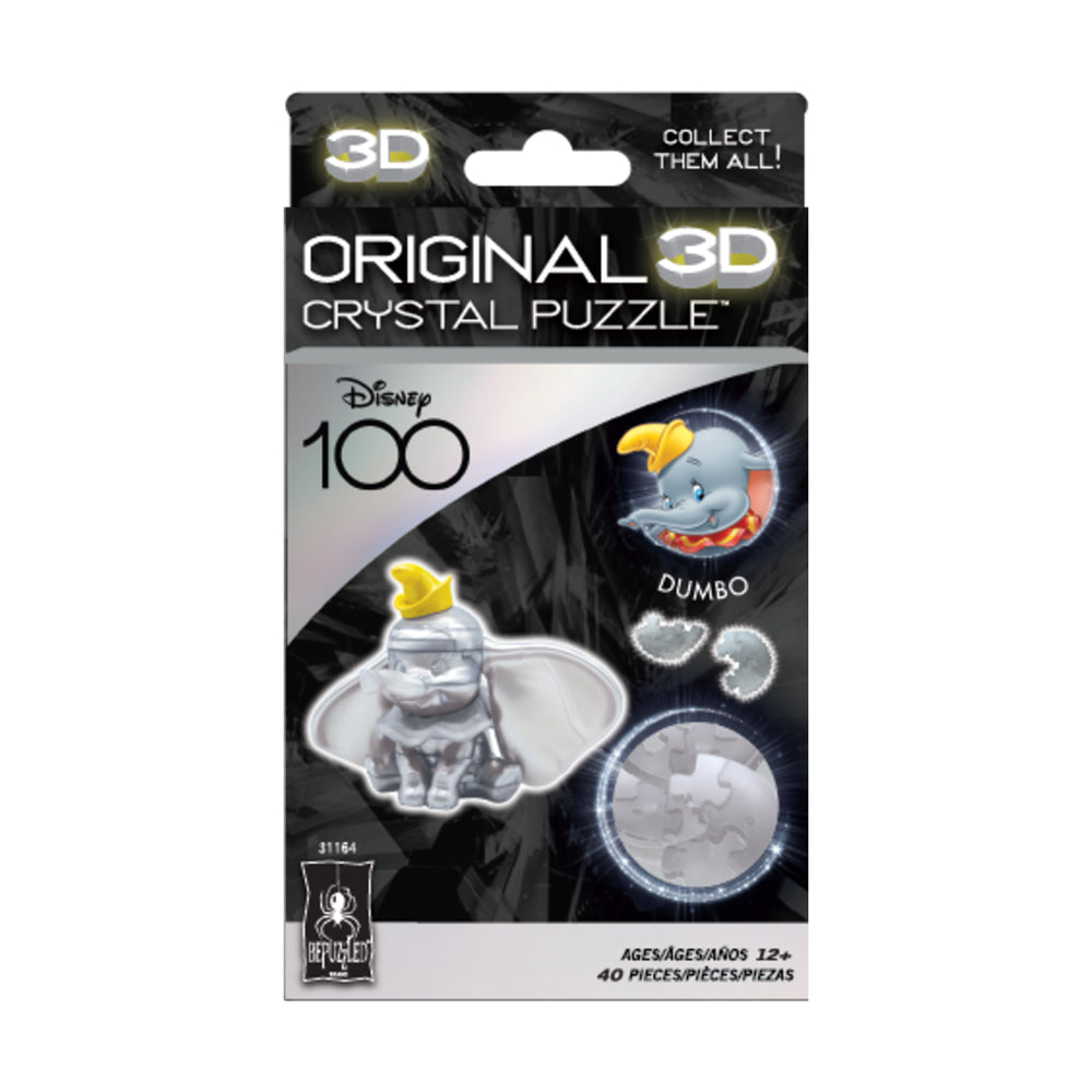 BePuzzled Disney Dumbo 3D Crystal Puzzle - 40 Piece Platinum Edition | Fun Brain Teaser & Collectible Gift for Kids & Adults | Perfect for Family Game Nights & Disney Fans