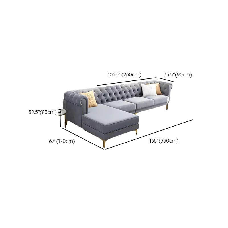 L-Shaped Recliner Sofa with Tufted Back & Nailhead Trim - Left-Facing Chaise Sectional - Perfect for Living Room, Home Theater & Family Gatherings