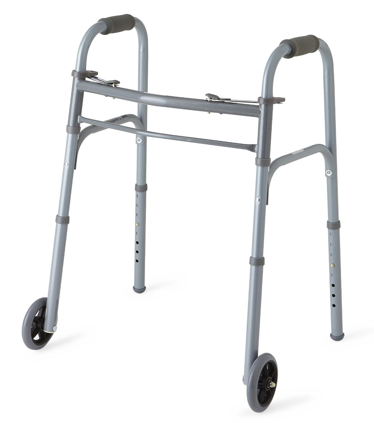 Youth Basic Two Button Folding Walker - Lightweight Adjustable Mobility Aid for Seniors & Adults - Ideal for Indoor & Outdoor Use, Recovery & Stability Support