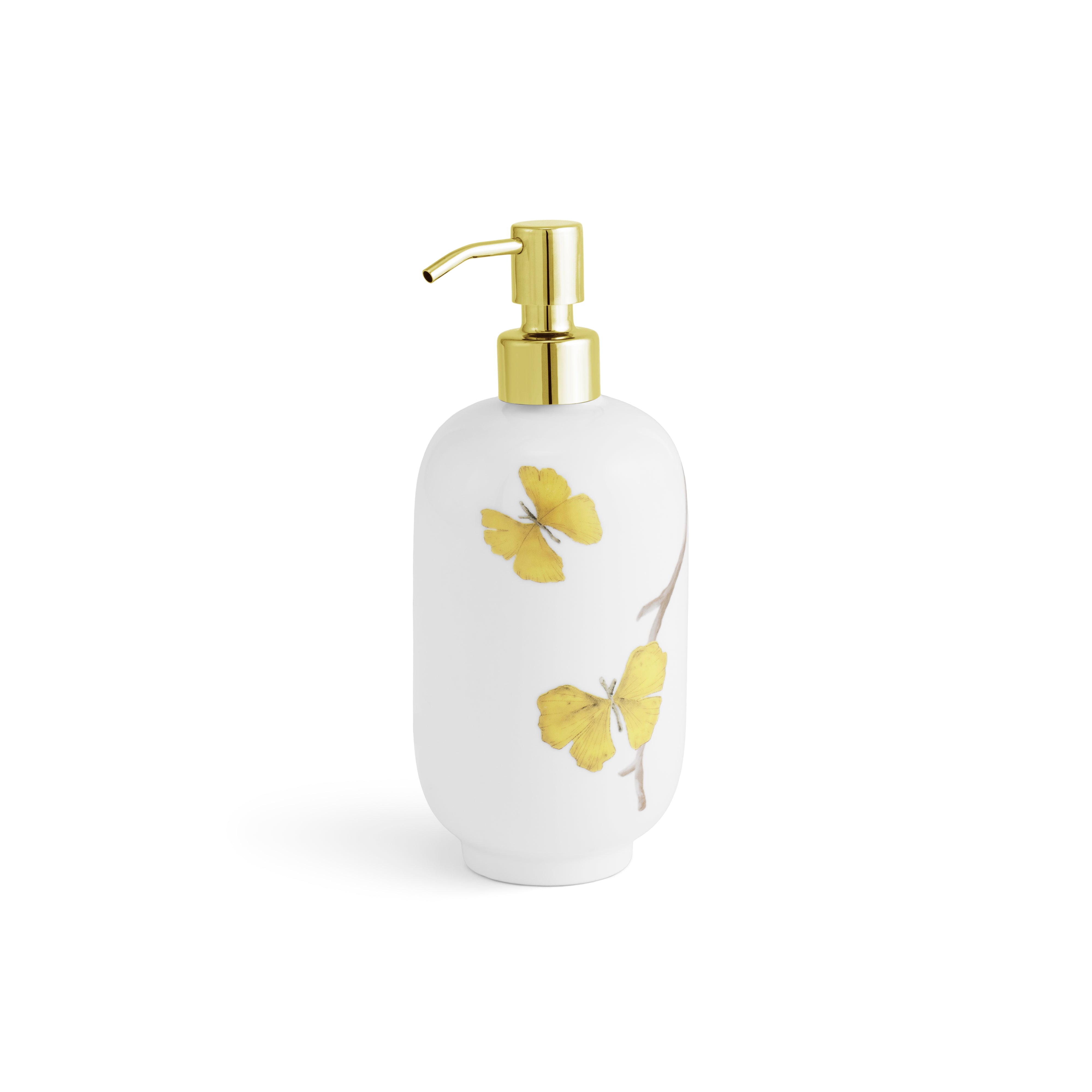 Butterfly Ginkgo Porcelain Bathroom Set - Elegant Soap Dish, Toothbrush Holder & Tumbler for Spa-Like Luxury at Home