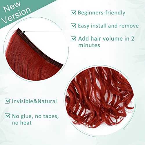 Premium Curly Synthetic Invisible Wire Hair Extensions - Seamless Clip-In Extensions for Volume & Length - Perfect for Parties, Weddings & Everyday Styling