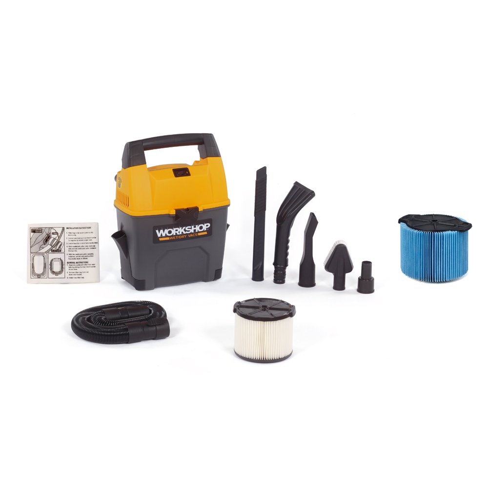 WORKSHOP WS0301VA Portable Wet Dry Shop Vacuum - 5 Gallon Auto & Home Use with HEPA Filter - Ideal for Cleaning Cars, Garages, and Workshops