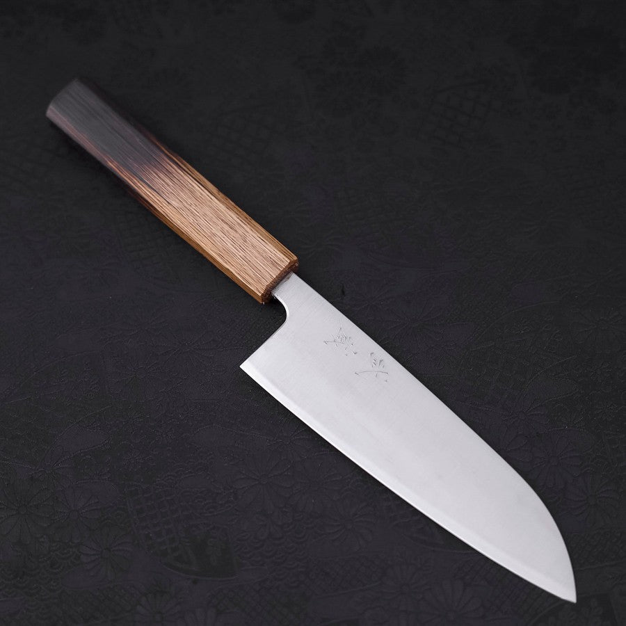 Premium Santoku Knife 165mm - High-Carbon Silver Steel Blade, Polished Yaki Urushi Handle - Ideal for Slicing, Dicing & Chopping Vegetables, Meat & Fish