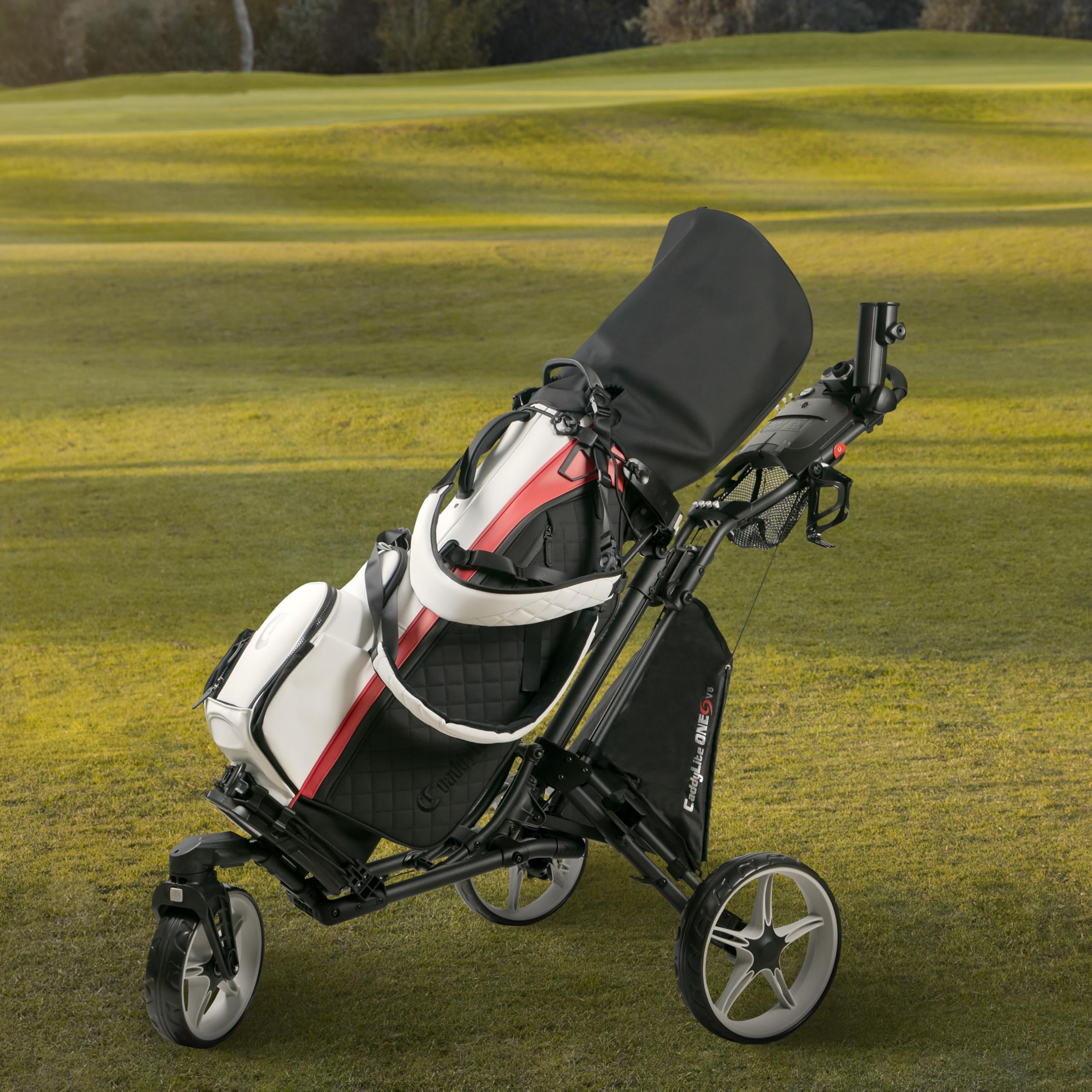Caddytek CaddyLite ONE Swivel Golf Push Cart - Version 8 | Lightweight & Durable Golf Caddy for Easy Maneuvering on the Course | Perfect for Walking Golfers & Practice Rounds