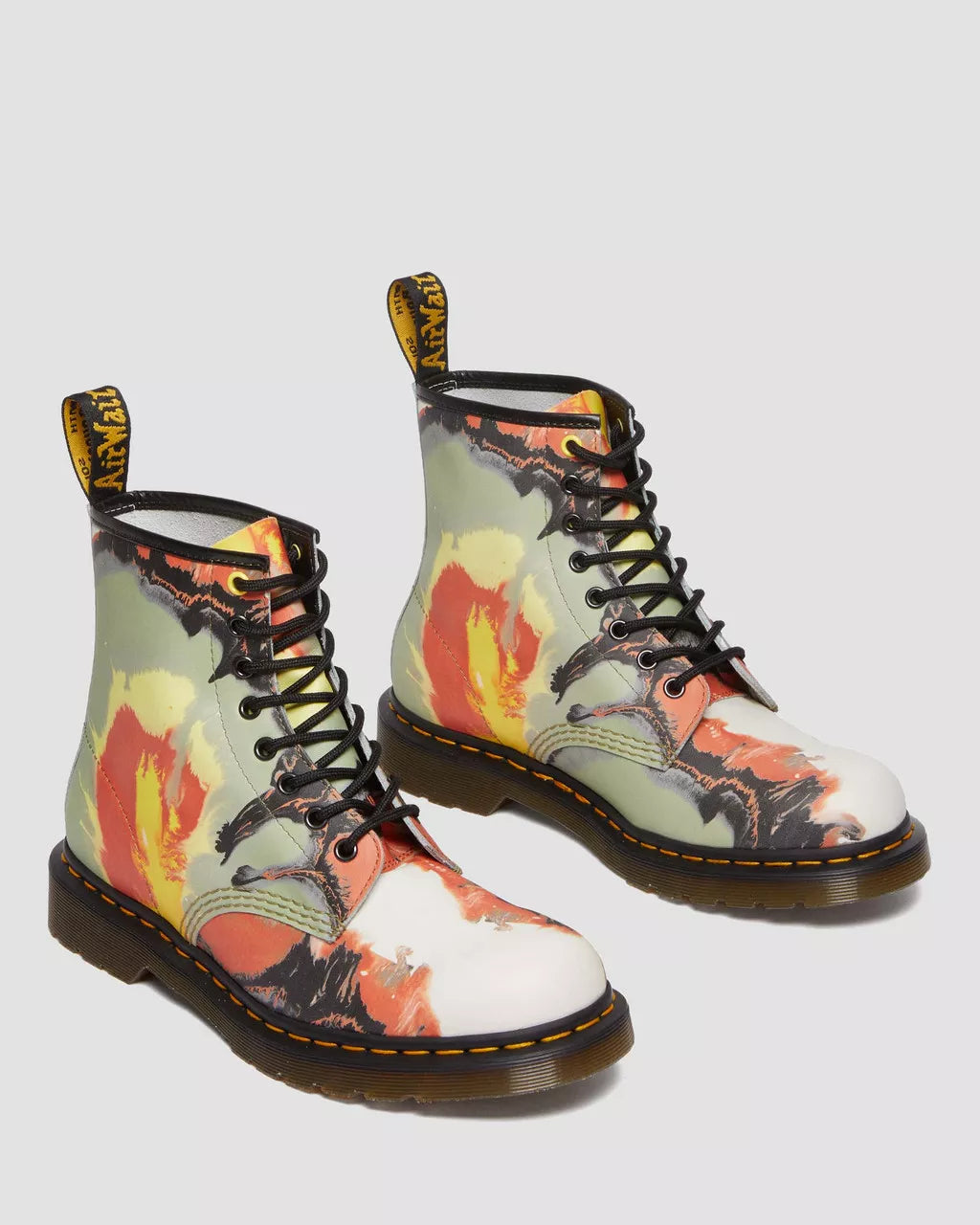 Dr. Martens 1460 Tate Volcanic Flare Leather Lace-Up Boots - Unisex Combat Boots for Men & Women | Perfect for Punk Fashion, Streetwear & Everyday Wear