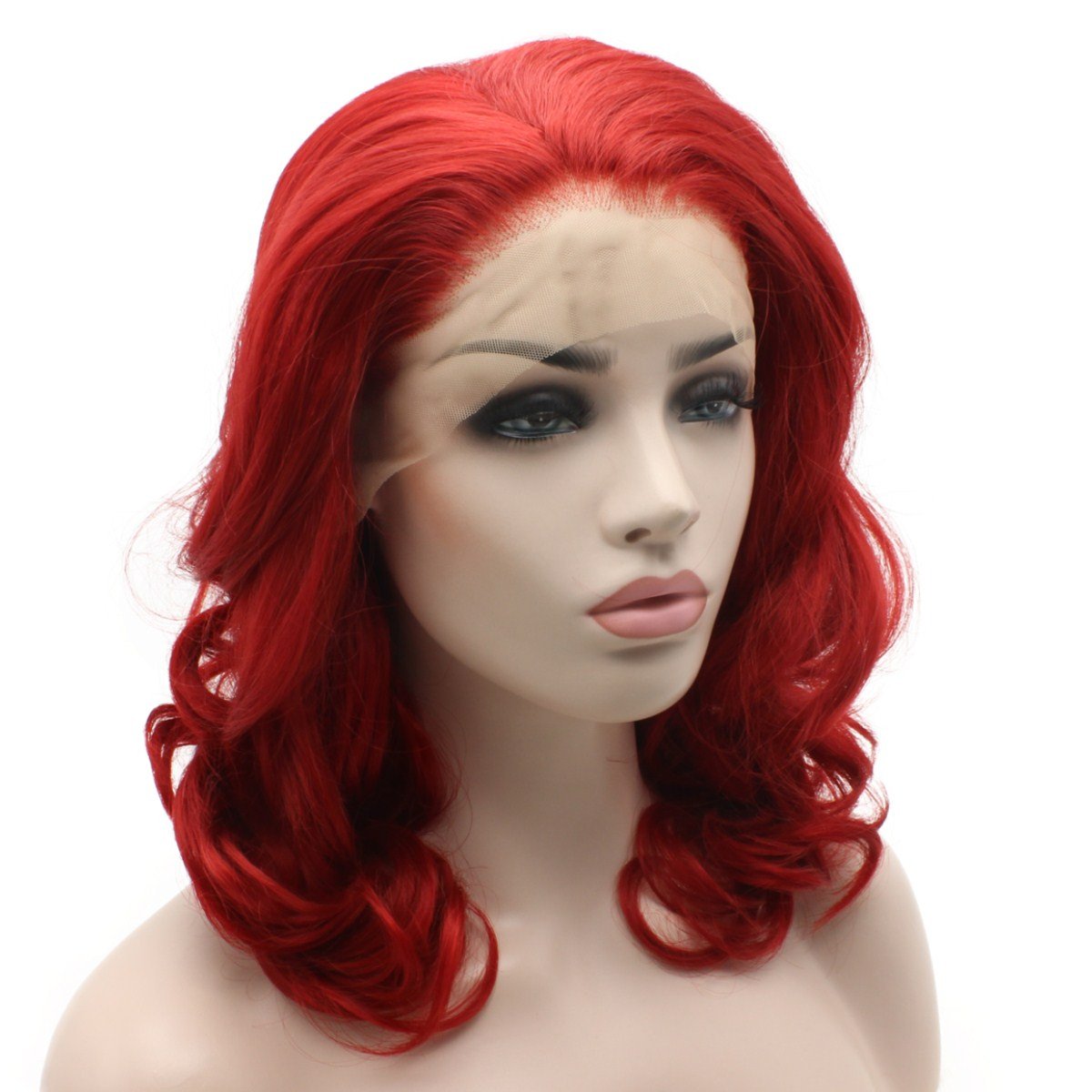 Iewig Heat Resistant Synthetic Lace Front Wig - Shoulder Length Red Hair with Half Hand-Tied Fibers | Perfect for Cosplay, Halloween, Daily Wear & Special Occasions