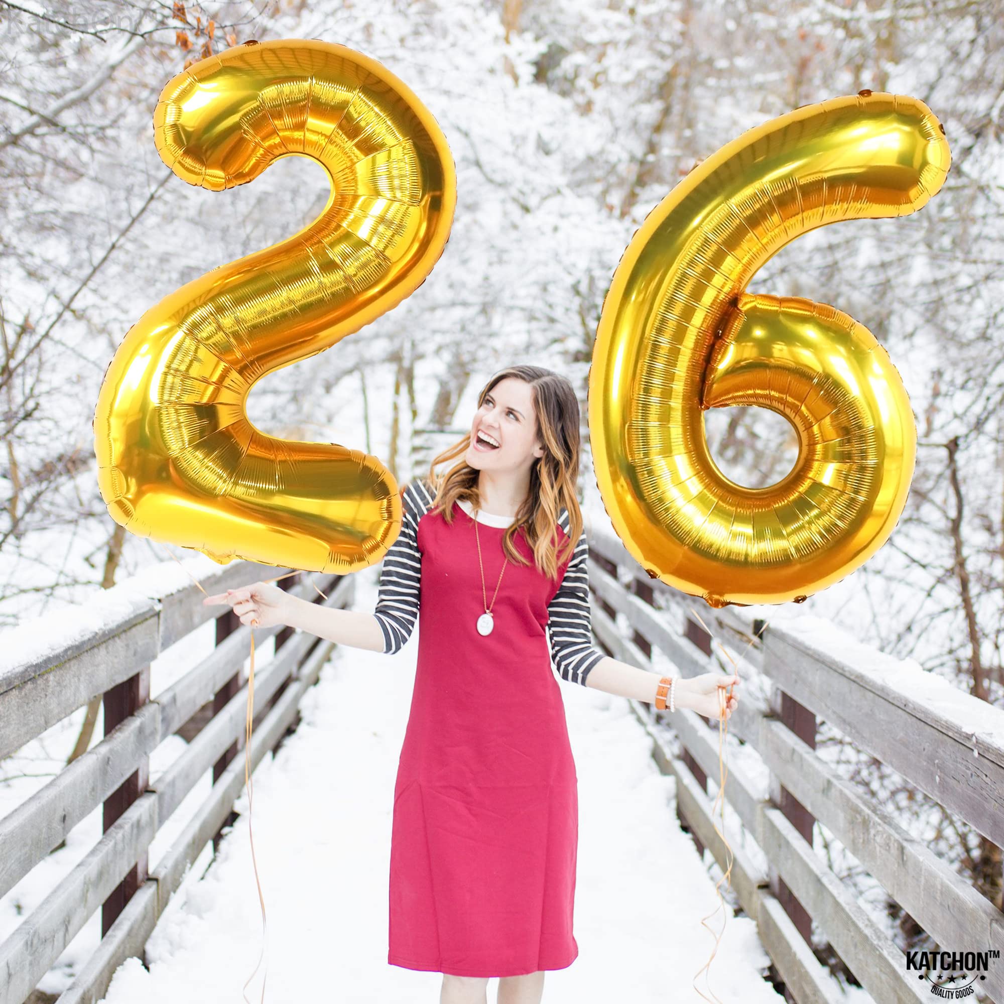 **KatchOn Giant 26 Balloon Number Gold - 40 Inch | Gold 26 Birthday Balloons for Men & Women | Anniversary & Party Decorations | Perfect for Birthdays, Anniversaries, Graduations & Special Events**