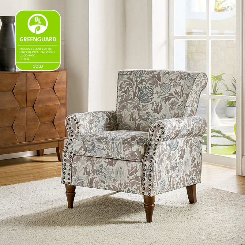 Artemisa Modern Floral Pattern Upholstered Armchair - Comfortable Living Room Accent Chair for Home Office & Lounge Decor