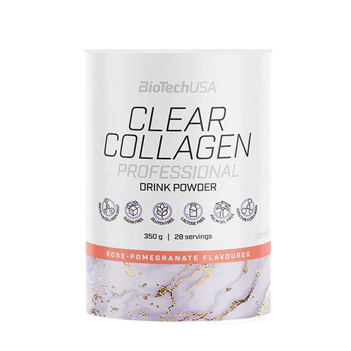 BioTechUSA Clear Collagen Professional - Rose Pomegranate Flavor 350g Powder | Supports Skin, Hair & Joint Health | Perfect for Smoothies, Shakes & Beauty Drinks
