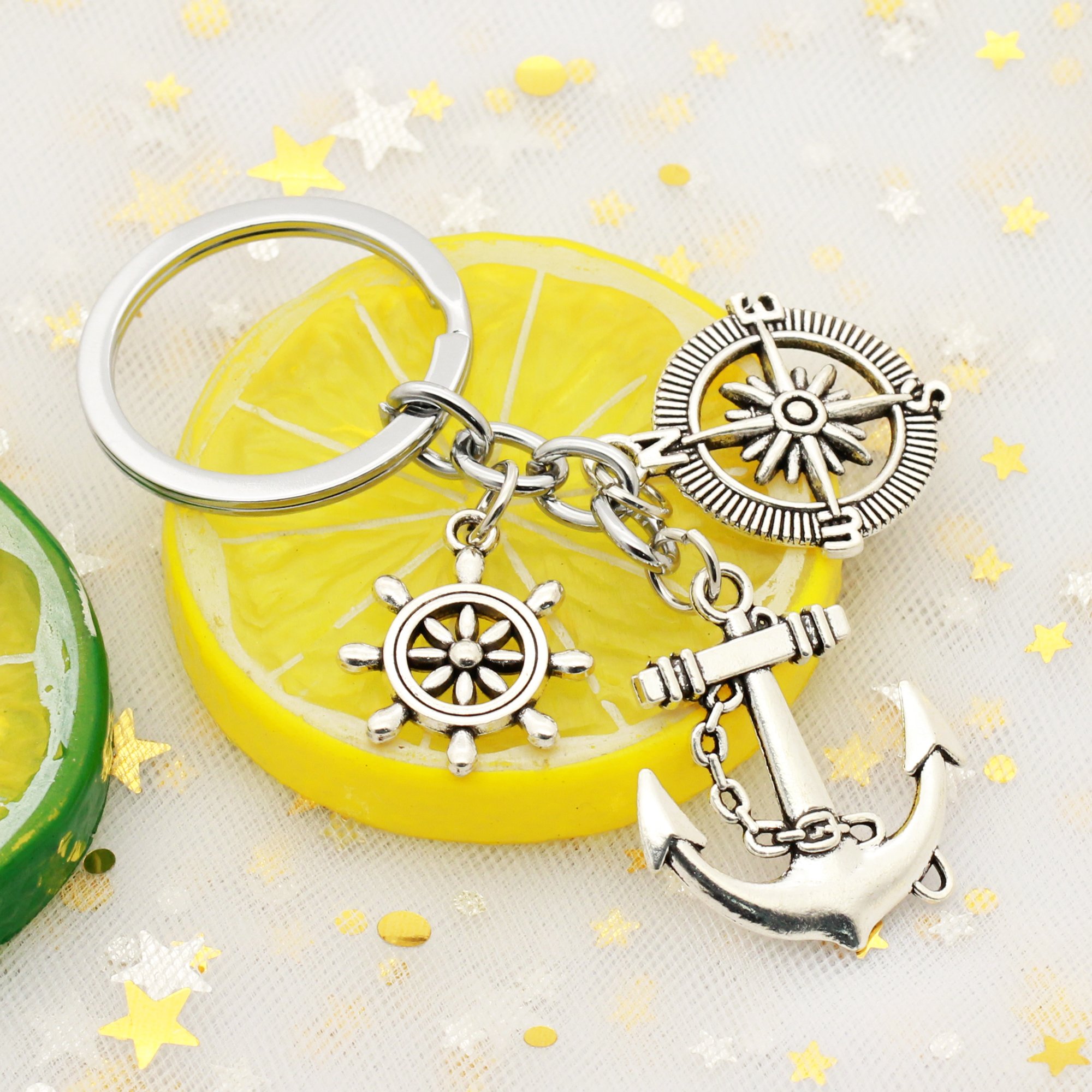 Inspirational Best Friend Keychain - Anchor Compass Rudder Jewelry for Women & Men, Perfect Gift for Father's Day, Graduation, or Everyday Carry